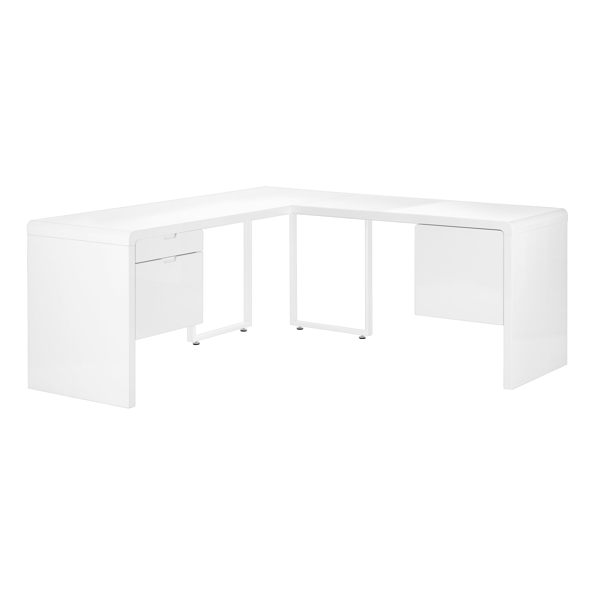 BUREAU D'ORDINATEUR - 72"L / BLANC TRÈS BRILLANT GAUCHE/DROIT FACE ( Meuble Mtl ) 