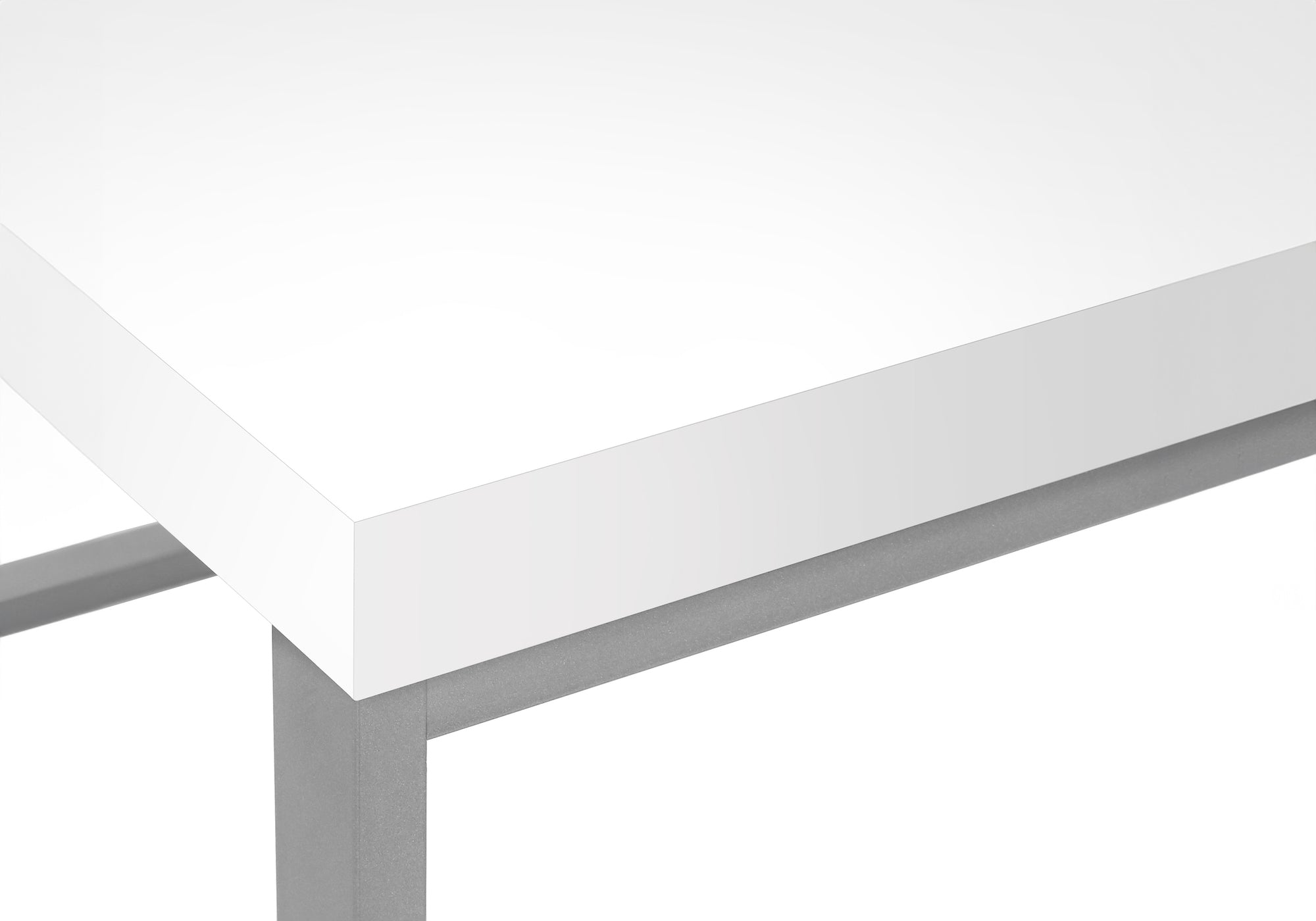 BUREAU D'ORDINATEUR - 60"L / BLANC / METAL ARGENT COIN G/D ( Meuble Mtl ) 