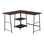 BUREAU D'ORDINATEUR - 48"L / DESSUS ESPRESSO / COIN METAL NOIR ( Meuble Mtl )