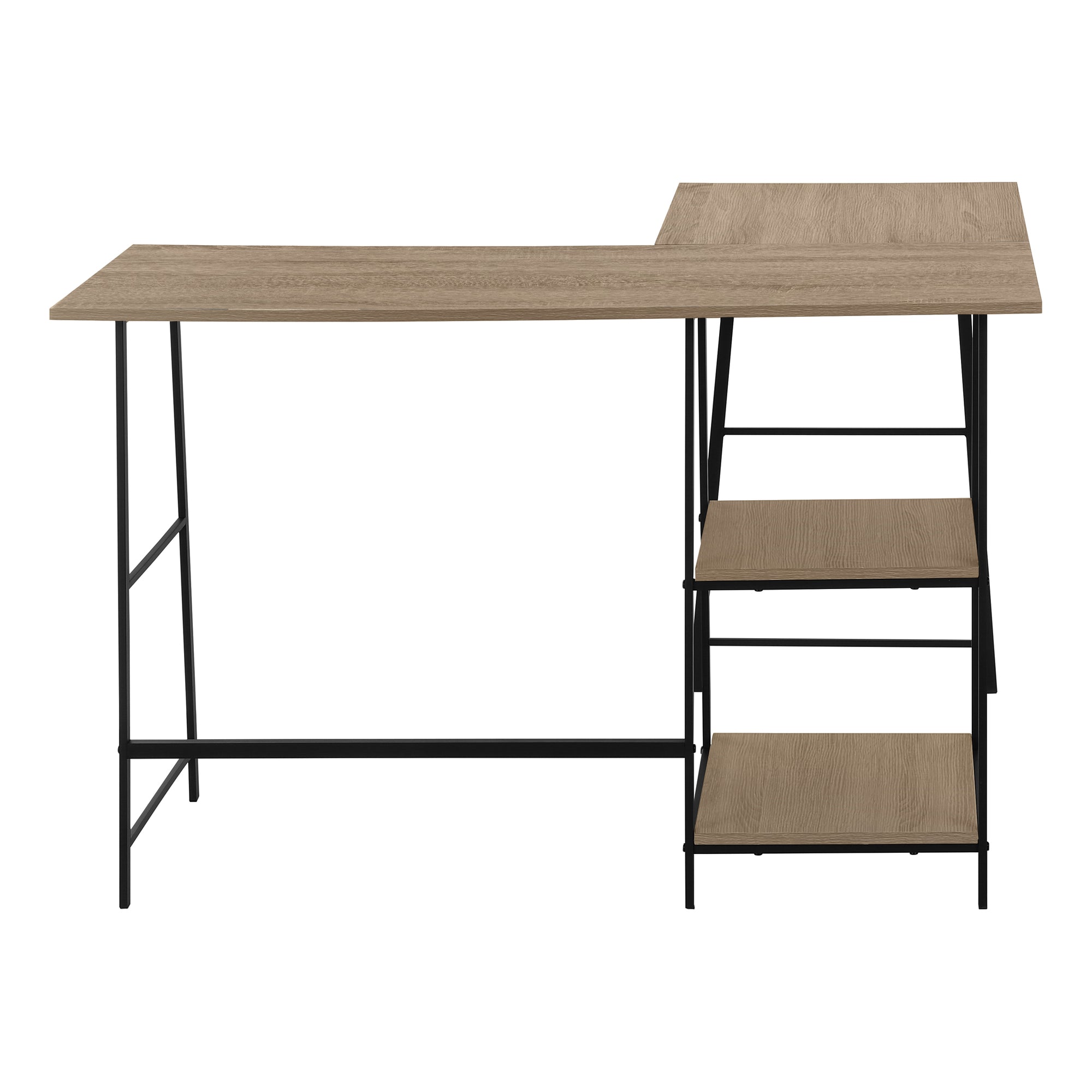 BUREAU D'ORDINATEUR - 48"L / DESSUS TAUPE FONCE / COIN METAL NOIR ( Meuble Mtl ) 