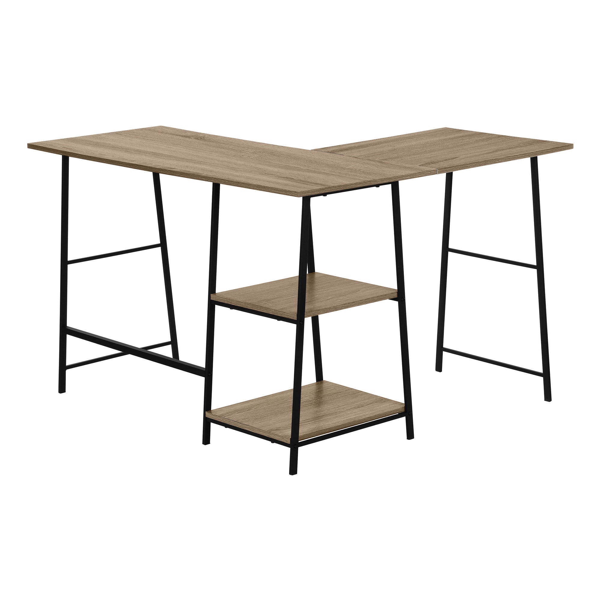 BUREAU D'ORDINATEUR - 48"L / DESSUS TAUPE FONCE / COIN METAL NOIR ( Meuble Mtl ) 