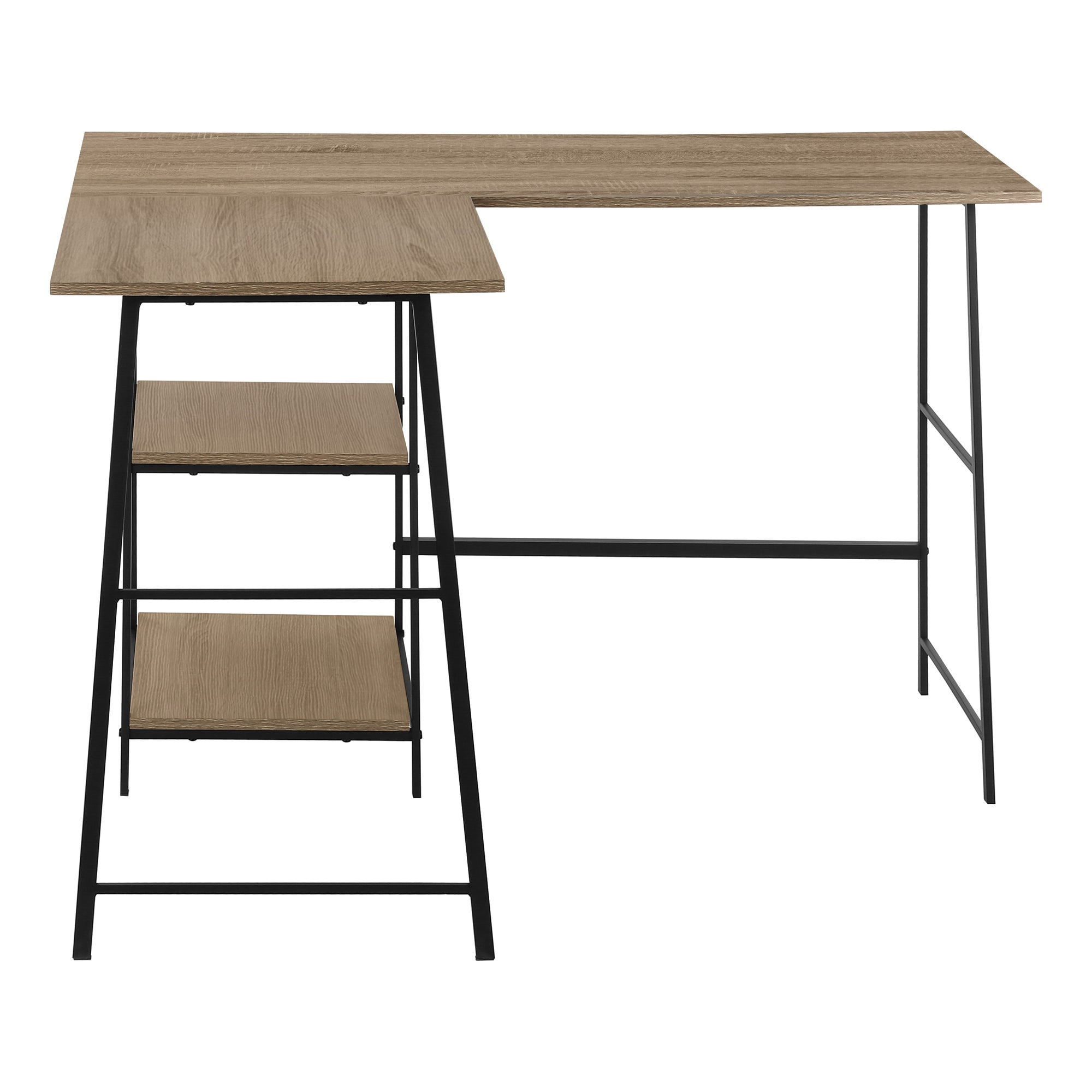 BUREAU D'ORDINATEUR - 48"L / DESSUS TAUPE FONCE / COIN METAL NOIR ( Meuble Mtl ) 