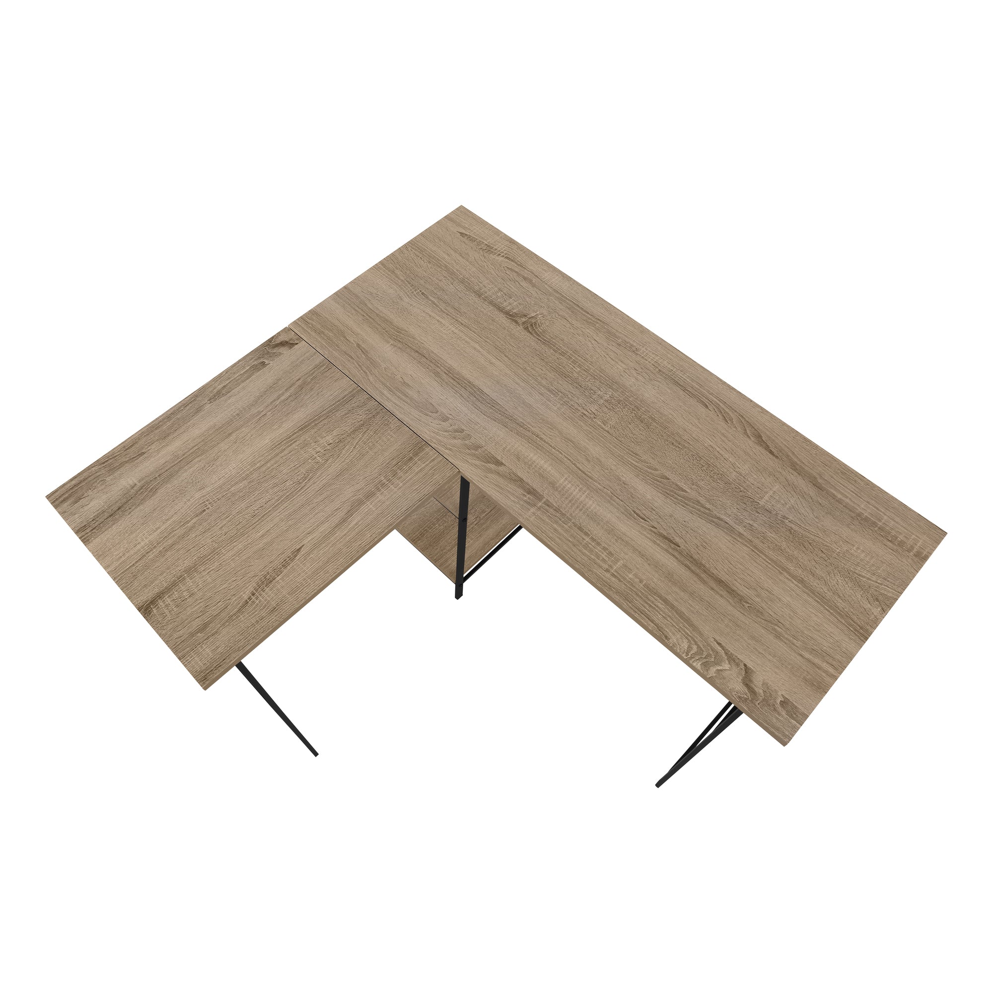 BUREAU D'ORDINATEUR - 48"L / DESSUS TAUPE FONCE / COIN METAL NOIR ( Meuble Mtl ) 