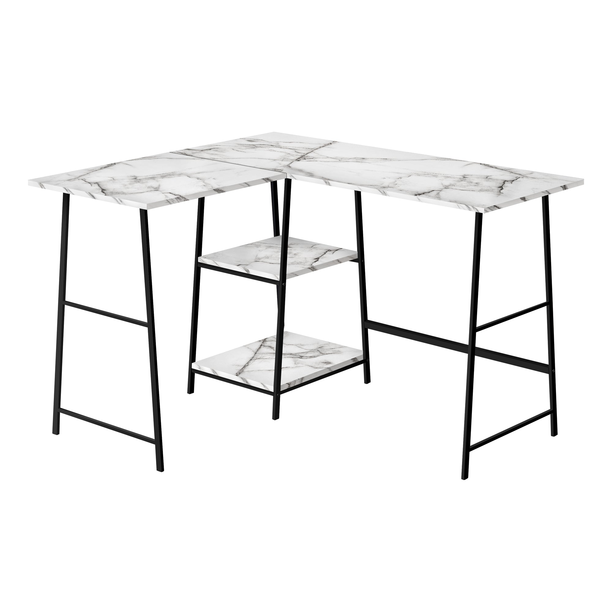 BUREAU D'ORDINATEUR - 48"L / DESSUS BLANC / COIN METAL BLANC ( Meuble Mtl ) 