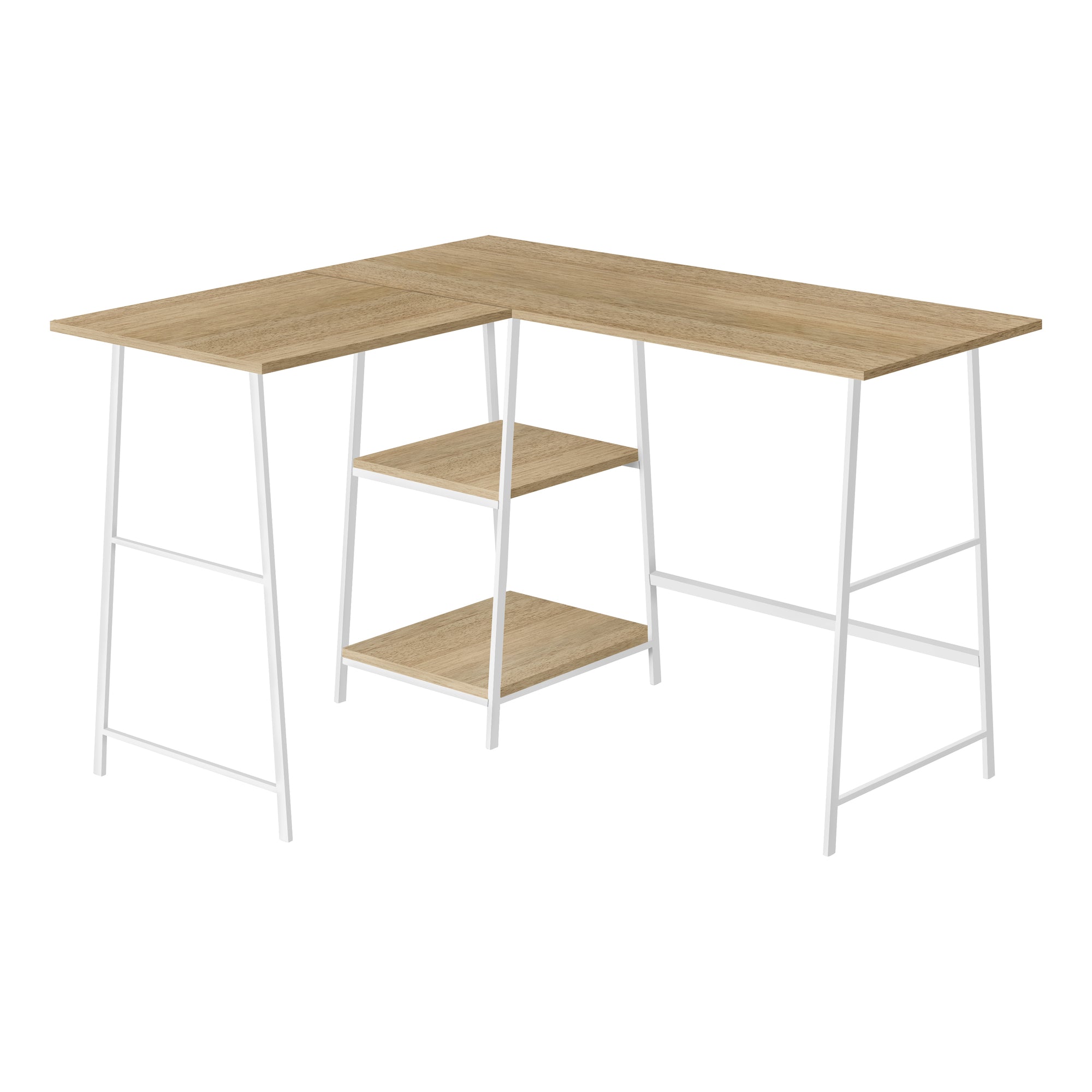 BUREAU D'ORDINATEUR - 48"L / DESSUS NATUREL / COIN METAL BLANC ( Meuble Mtl ) 