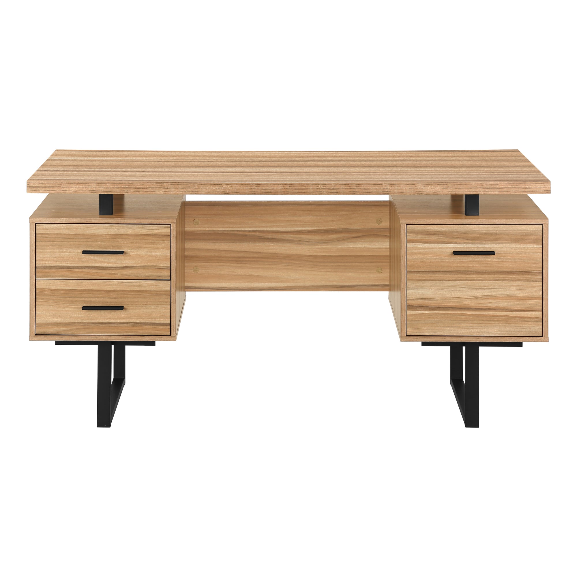 BUREAU D'ORDINATEUR - 60"L / BOIS DE RÉCUPÉRATION LÉGER / MÉTAL NOIR ( Meuble Mtl ) 