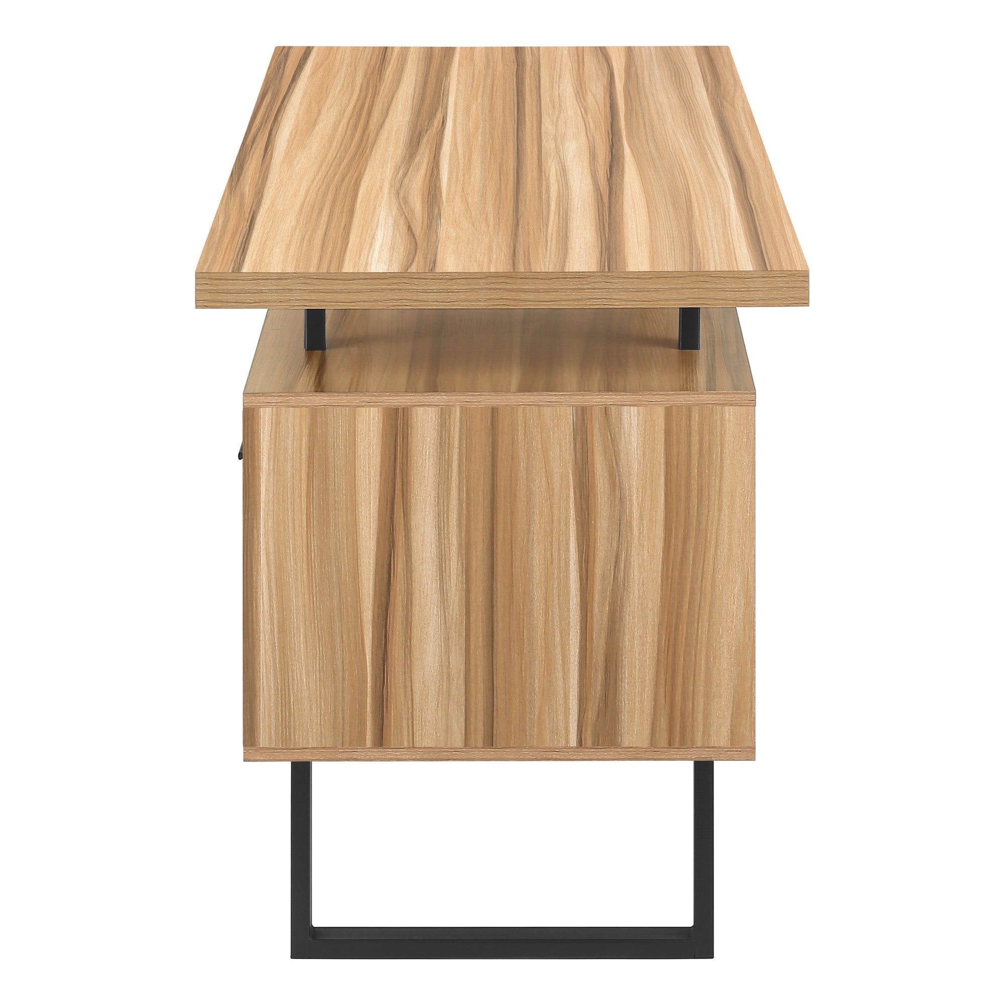 BUREAU D'ORDINATEUR - 60"L / BOIS DE RÉCUPÉRATION LÉGER / MÉTAL NOIR ( Meuble Mtl ) 