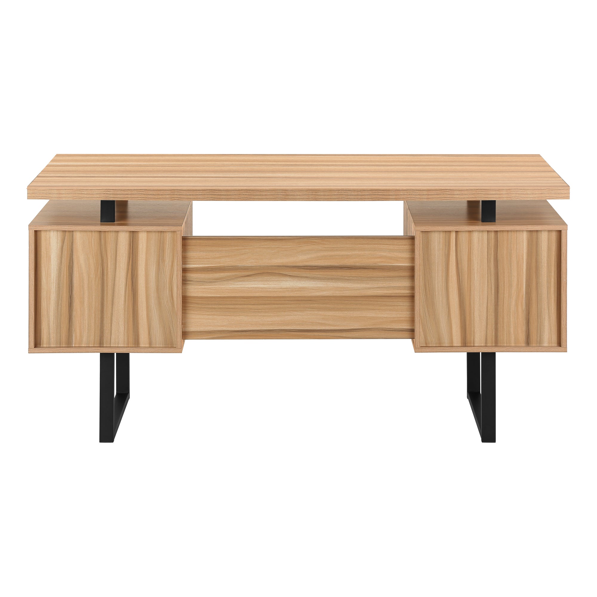 BUREAU D'ORDINATEUR - 60"L / BOIS DE RÉCUPÉRATION LÉGER / MÉTAL NOIR ( Meuble Mtl ) 