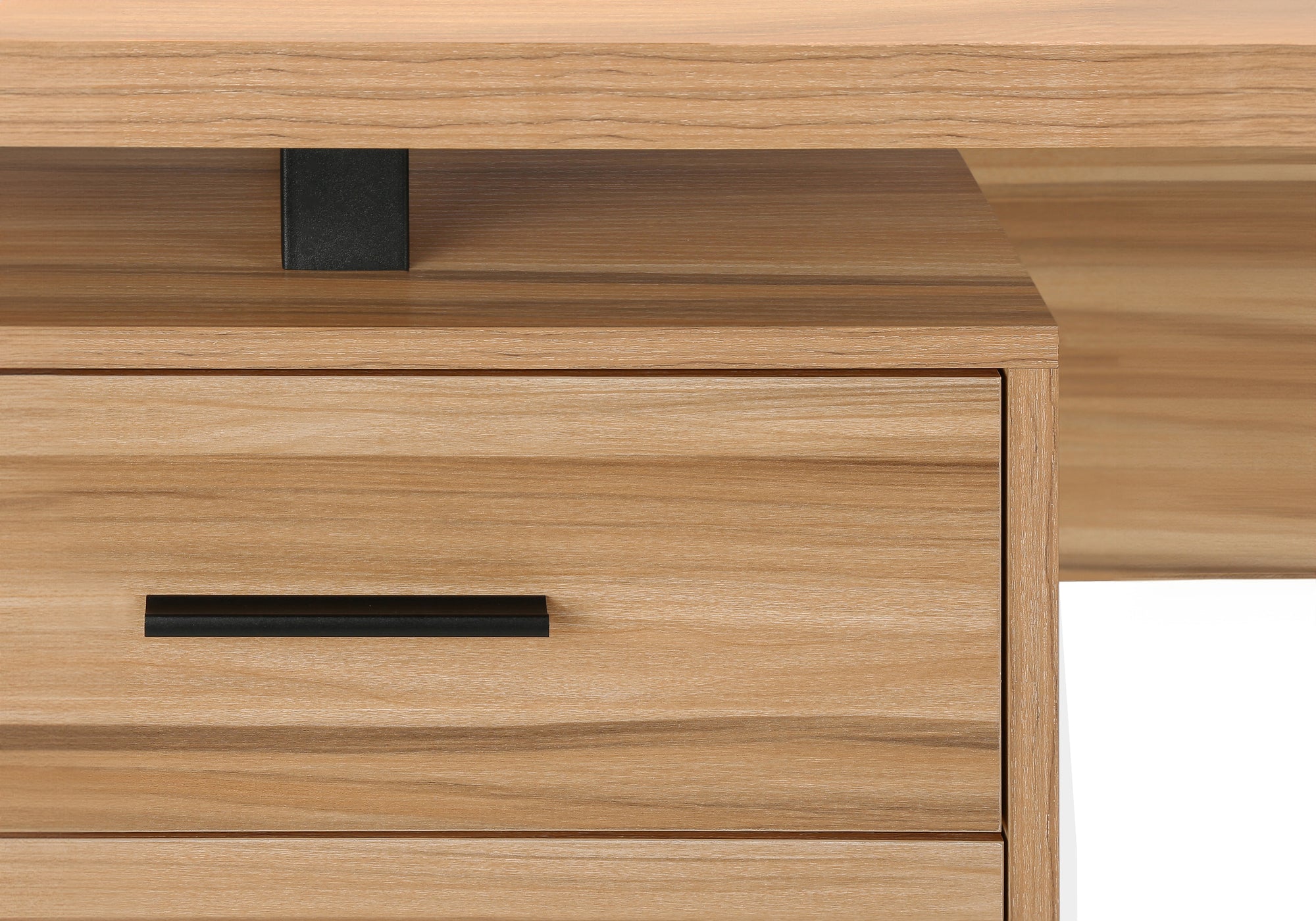 BUREAU D'ORDINATEUR - 60"L / BOIS DE RÉCUPÉRATION LÉGER / MÉTAL NOIR ( Meuble Mtl ) 