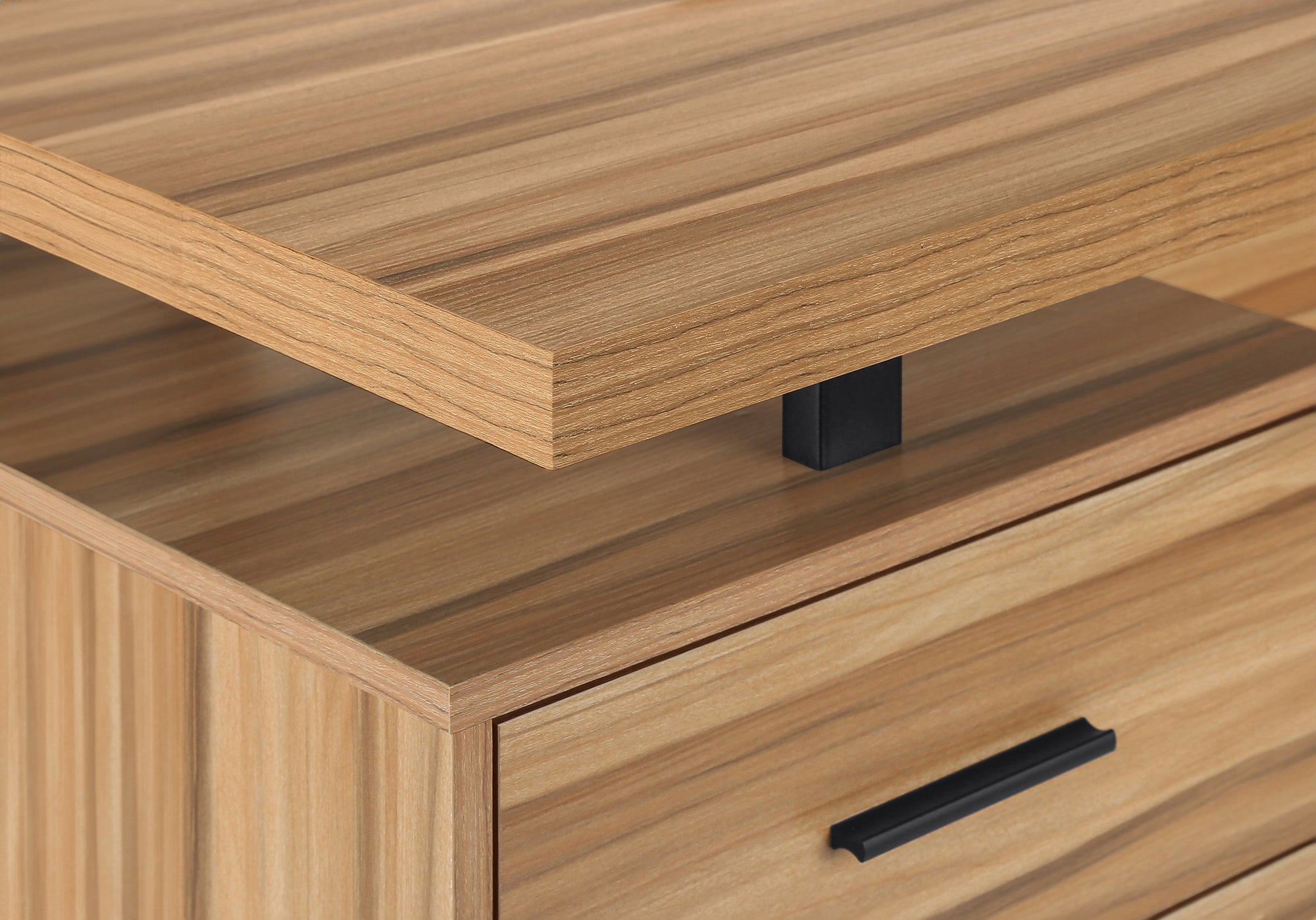 BUREAU D'ORDINATEUR - 60"L / BOIS DE RÉCUPÉRATION LÉGER / MÉTAL NOIR ( Meuble Mtl ) 