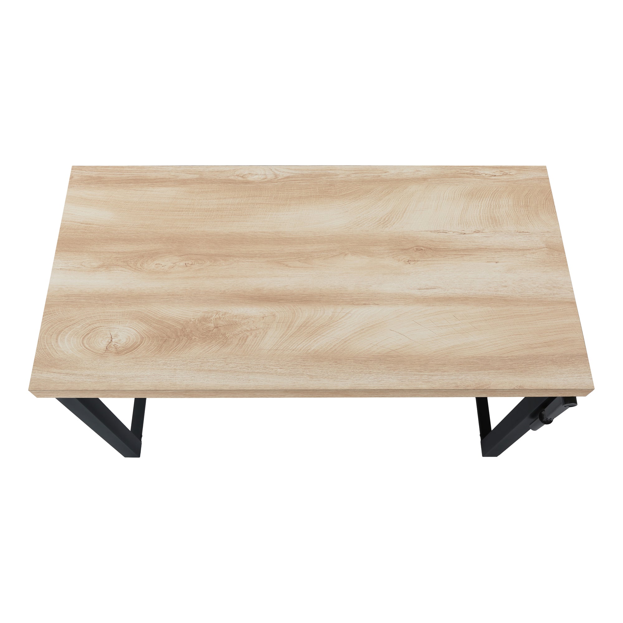 BUREAU D'ORDINATEUR - 48"L / NATUREL / HAUTEUR AJUSTABLE / METAL NOIR ( Meuble Mtl ) 