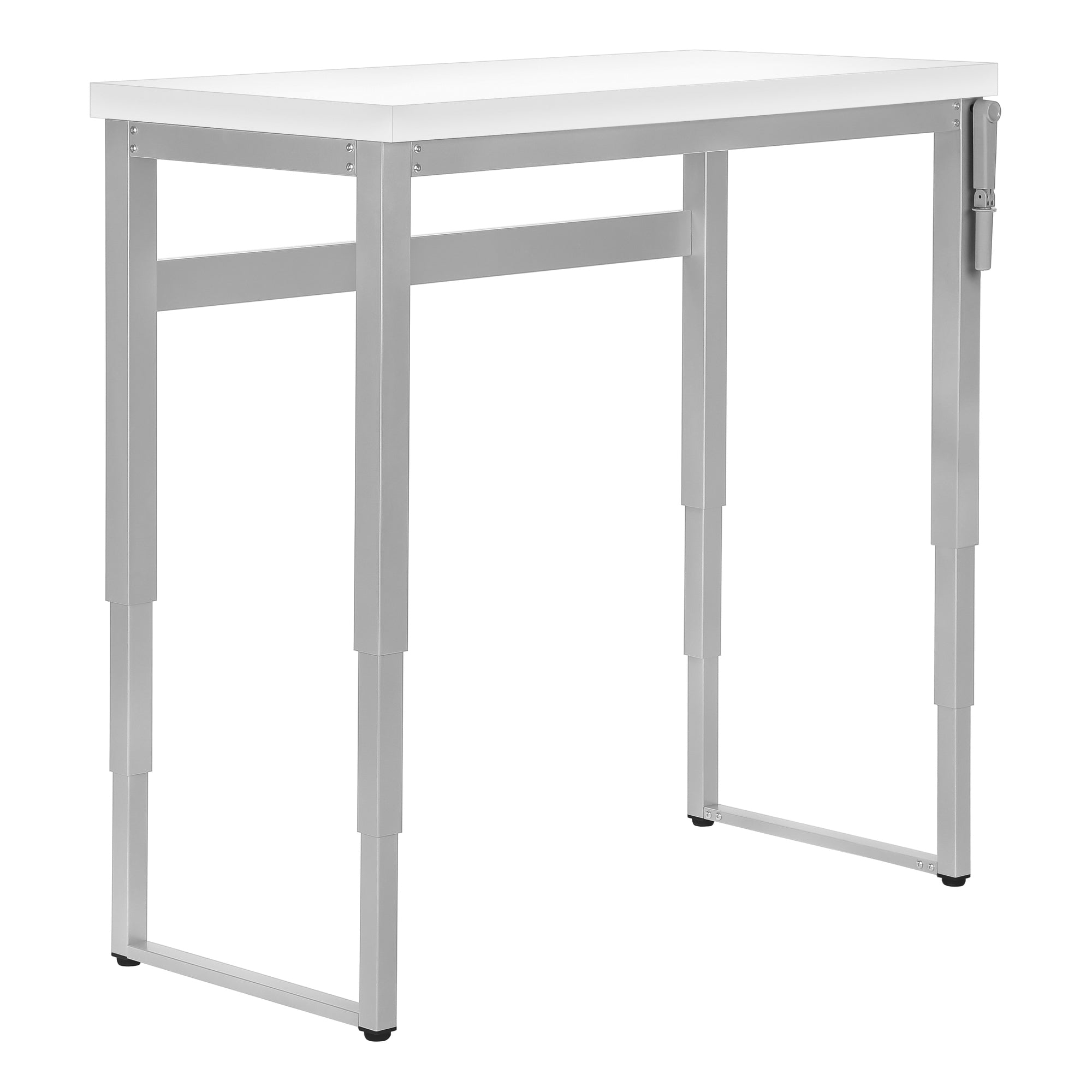 BUREAU D'ORDINATEUR - 48"L / BLANC / HAUTEUR AJUSTABLE/ METAL ARGENT ( Meuble Mtl ) 
