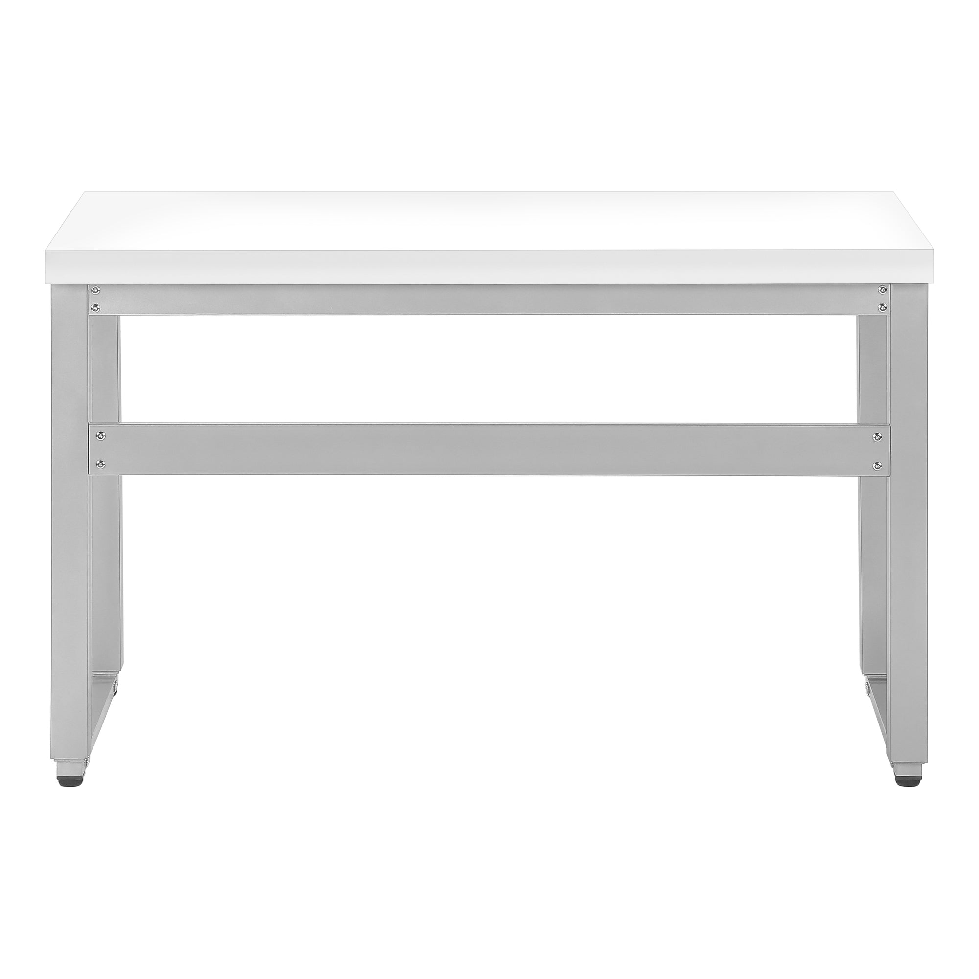 BUREAU D'ORDINATEUR - 48"L / BLANC / HAUTEUR AJUSTABLE/ METAL ARGENT ( Meuble Mtl ) 