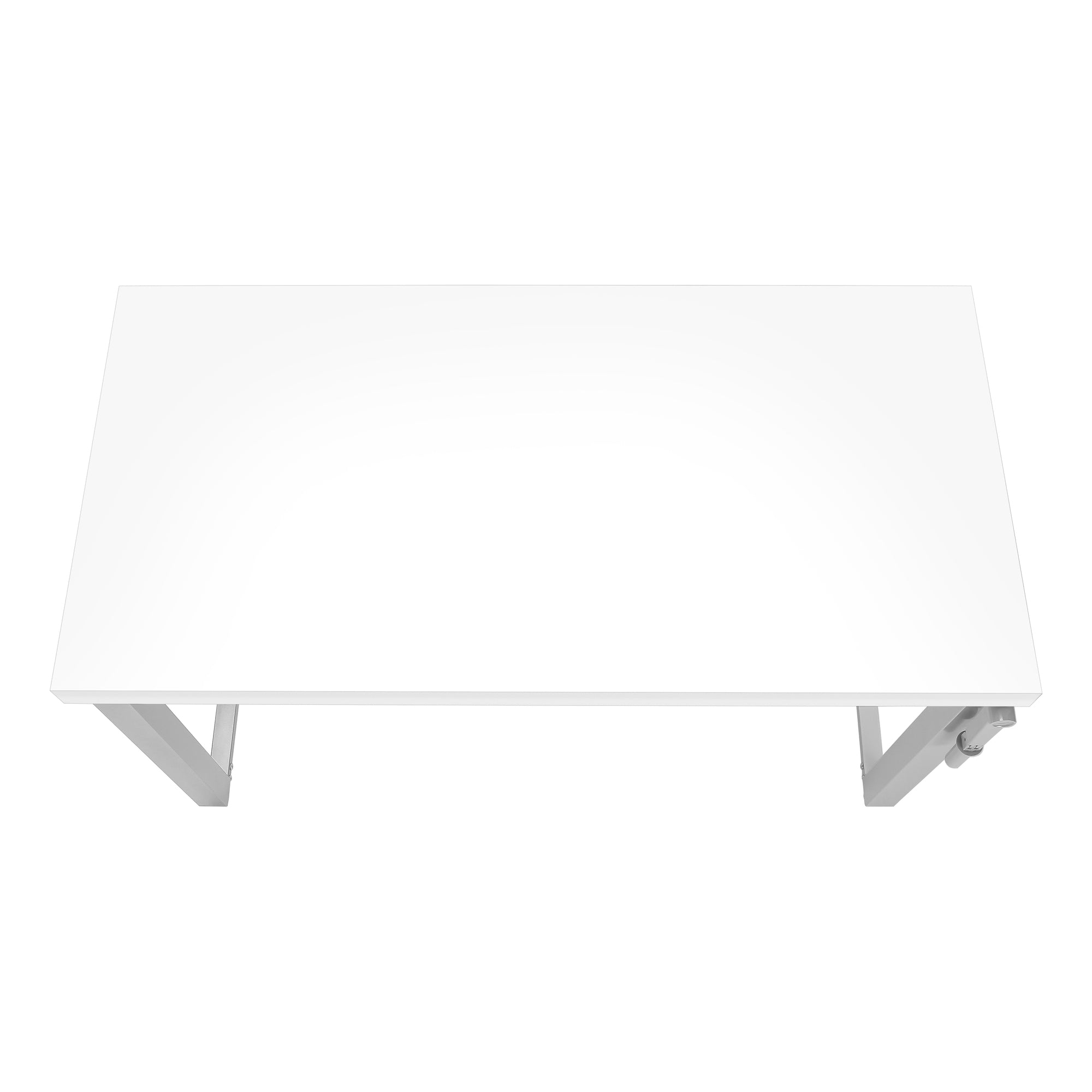 BUREAU D'ORDINATEUR - 48"L / BLANC / HAUTEUR AJUSTABLE/ METAL ARGENT ( Meuble Mtl ) 