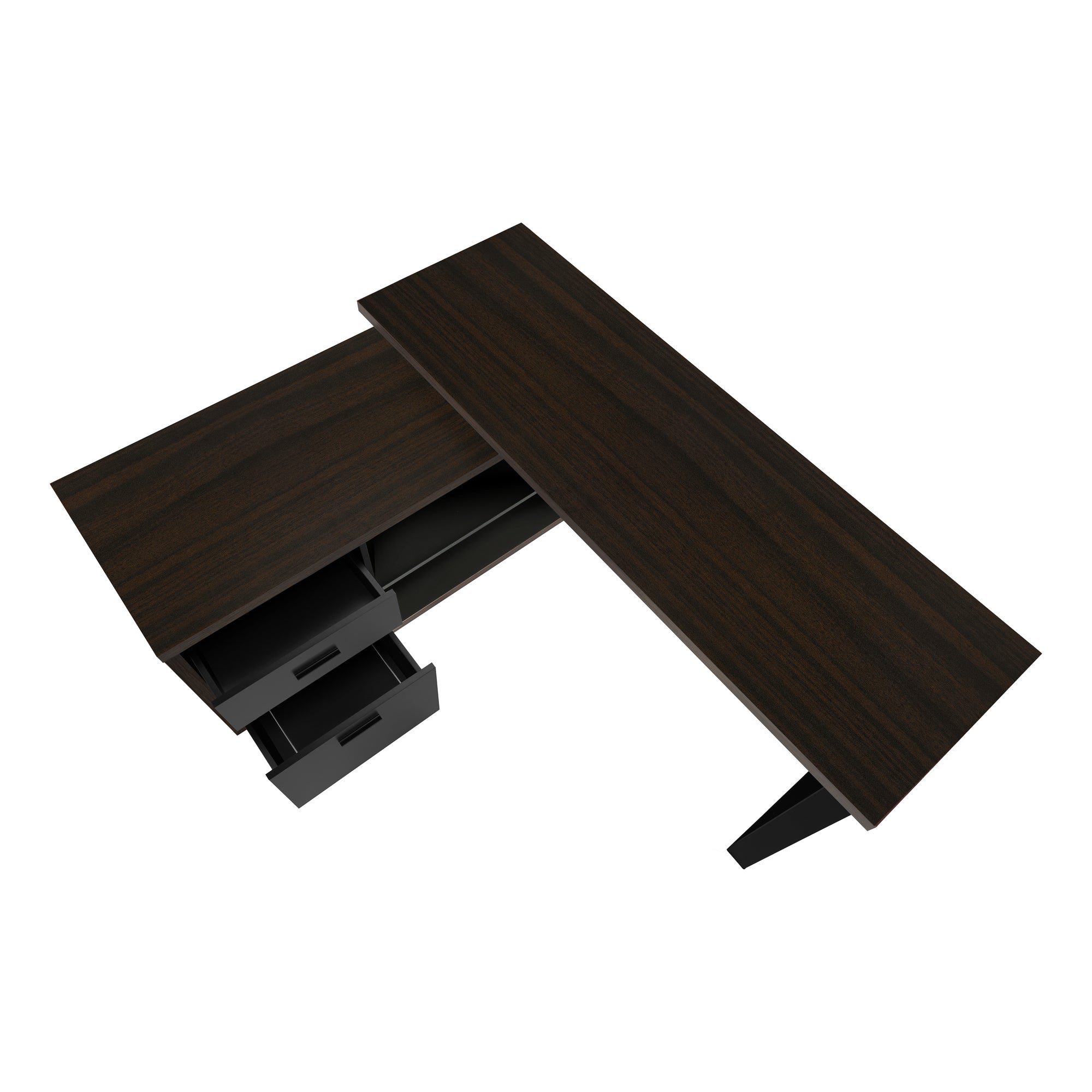 BUREAU D'ORDINATEUR - 72"L ESPRESSO / COIN EXÉCUTIF NOIR ( Meuble Mtl ) 