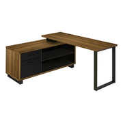 BUREAU D'ORDINATEUR - 72"L NOYER / COIN EXÉCUTIF NOIR ( Meuble Mtl ) 