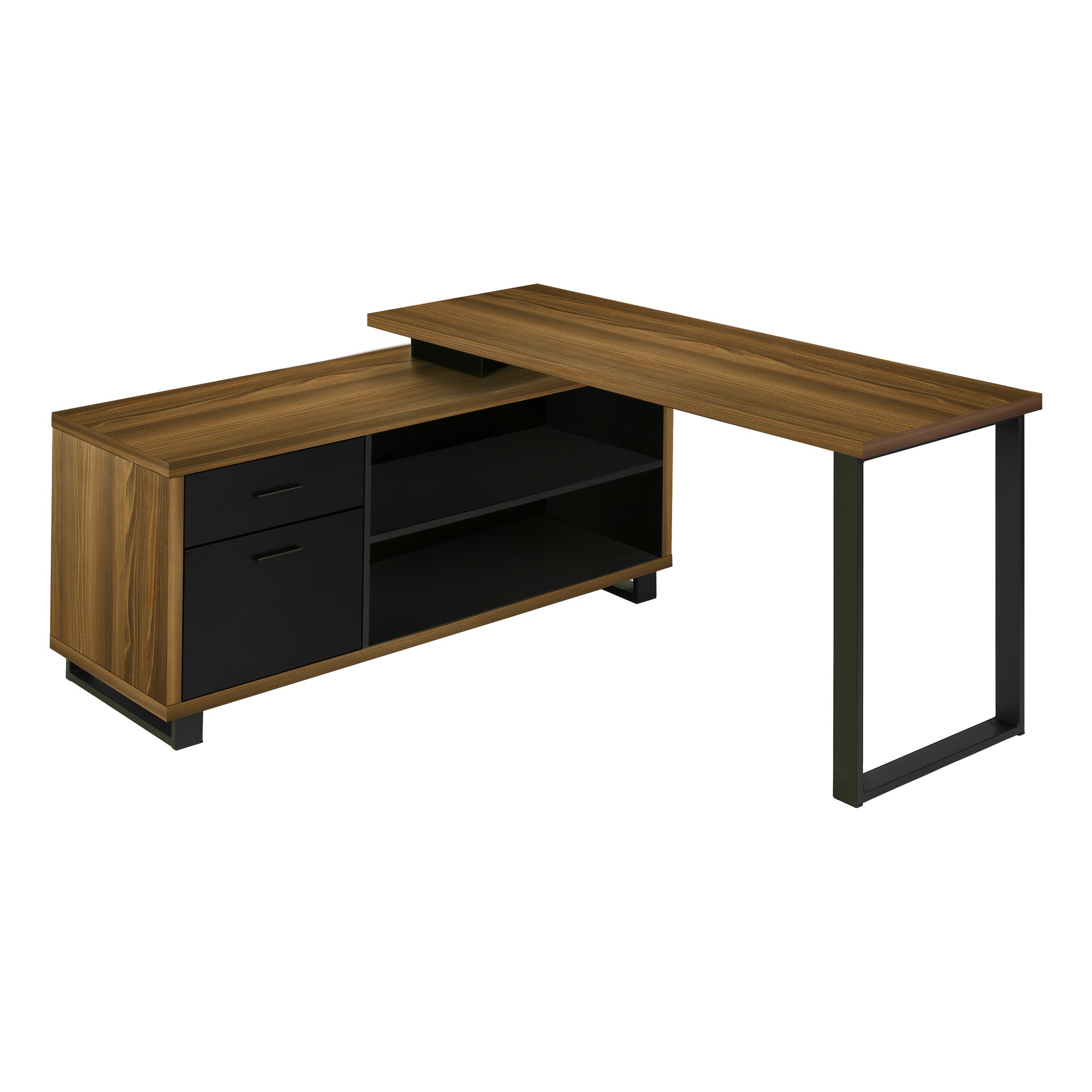 BUREAU D'ORDINATEUR - 72"L NOYER / COIN EXÉCUTIF NOIR ( Meuble Mtl ) 