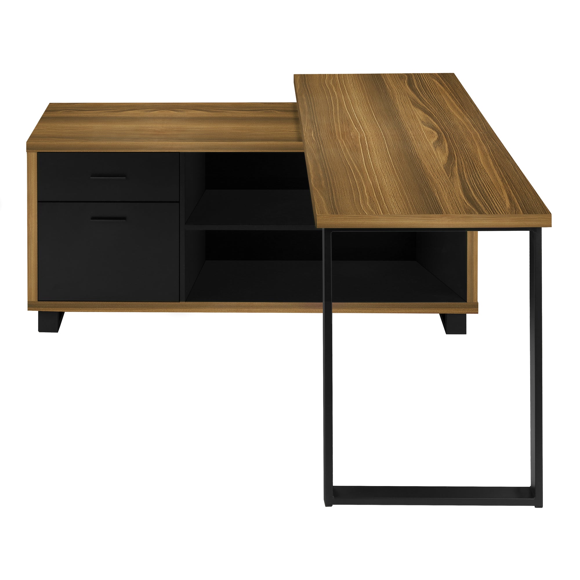 BUREAU D'ORDINATEUR - 72"L NOYER / COIN EXÉCUTIF NOIR ( Meuble Mtl ) 