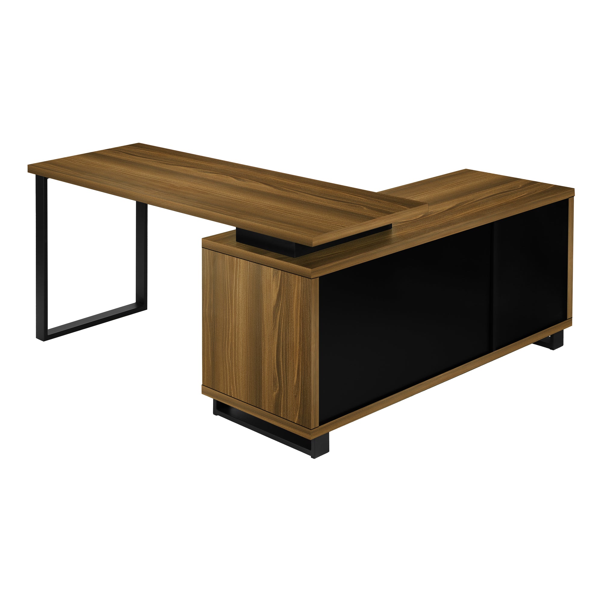 BUREAU D'ORDINATEUR - 72"L NOYER / COIN EXÉCUTIF NOIR ( Meuble Mtl ) 
