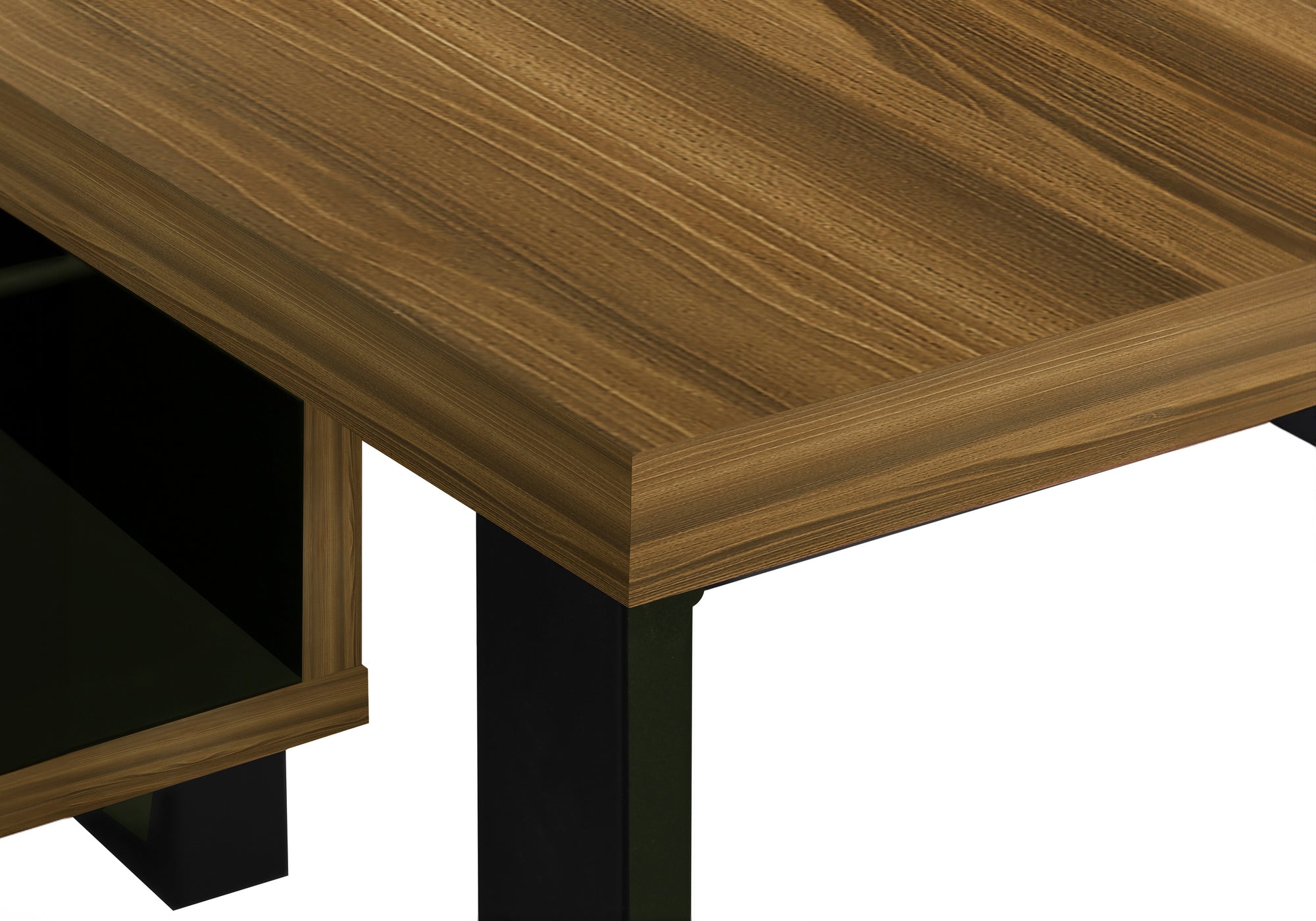 BUREAU D'ORDINATEUR - 72"L NOYER / COIN EXÉCUTIF NOIR ( Meuble Mtl ) 