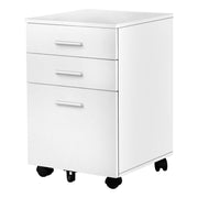 CLASSEUR - 3 TIROIRS / BLANC SUR ROULETTES ( Meuble Mtl ) 