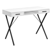 BUREAU D'ORDINATEUR - 42"L / BLANC / METAL NOIR ( Meuble Mtl ) 