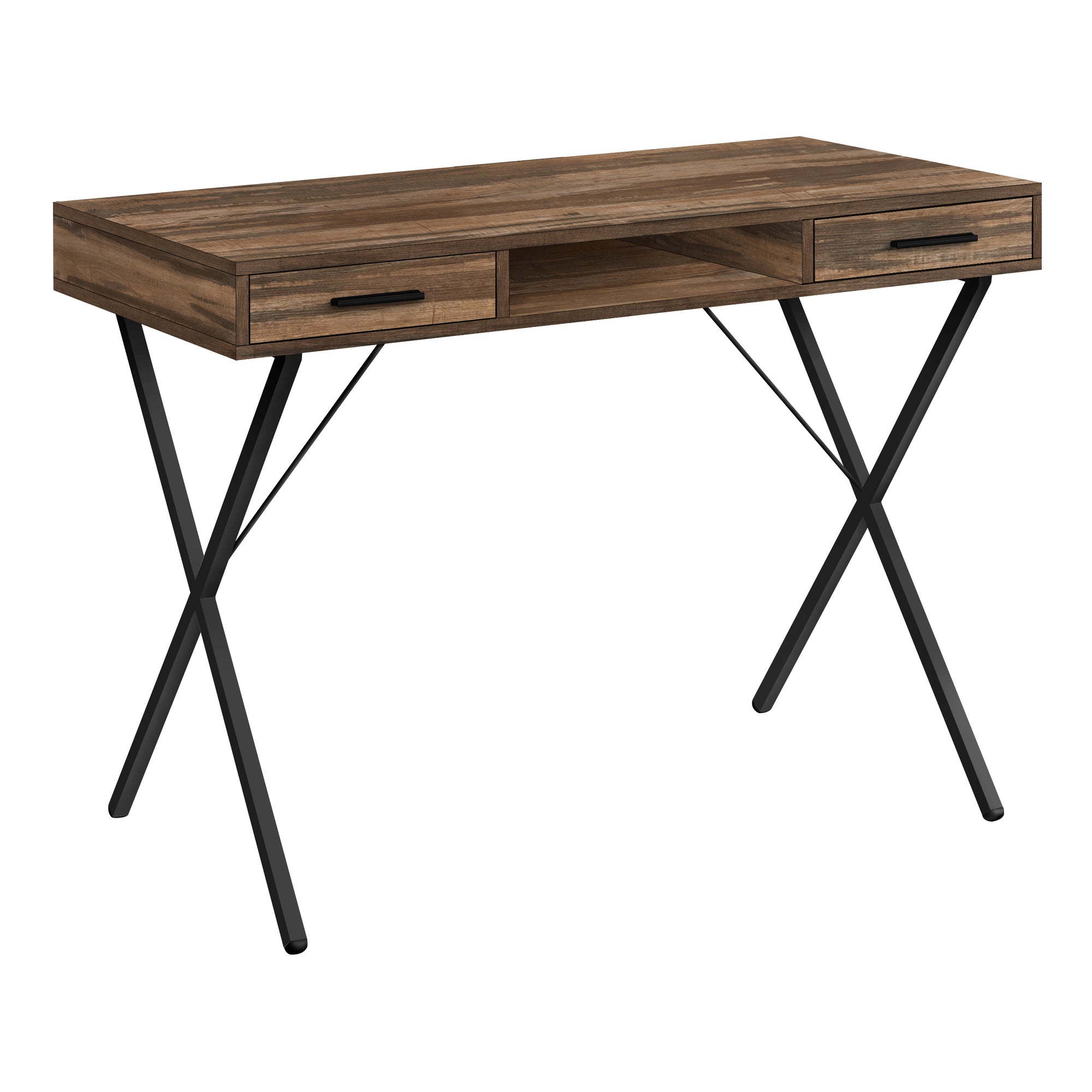 BUREAU D'ORDINATEUR - 42"L / BOIS DE RÉCUPÉRATION BRUN / MÉTAL NOIR 