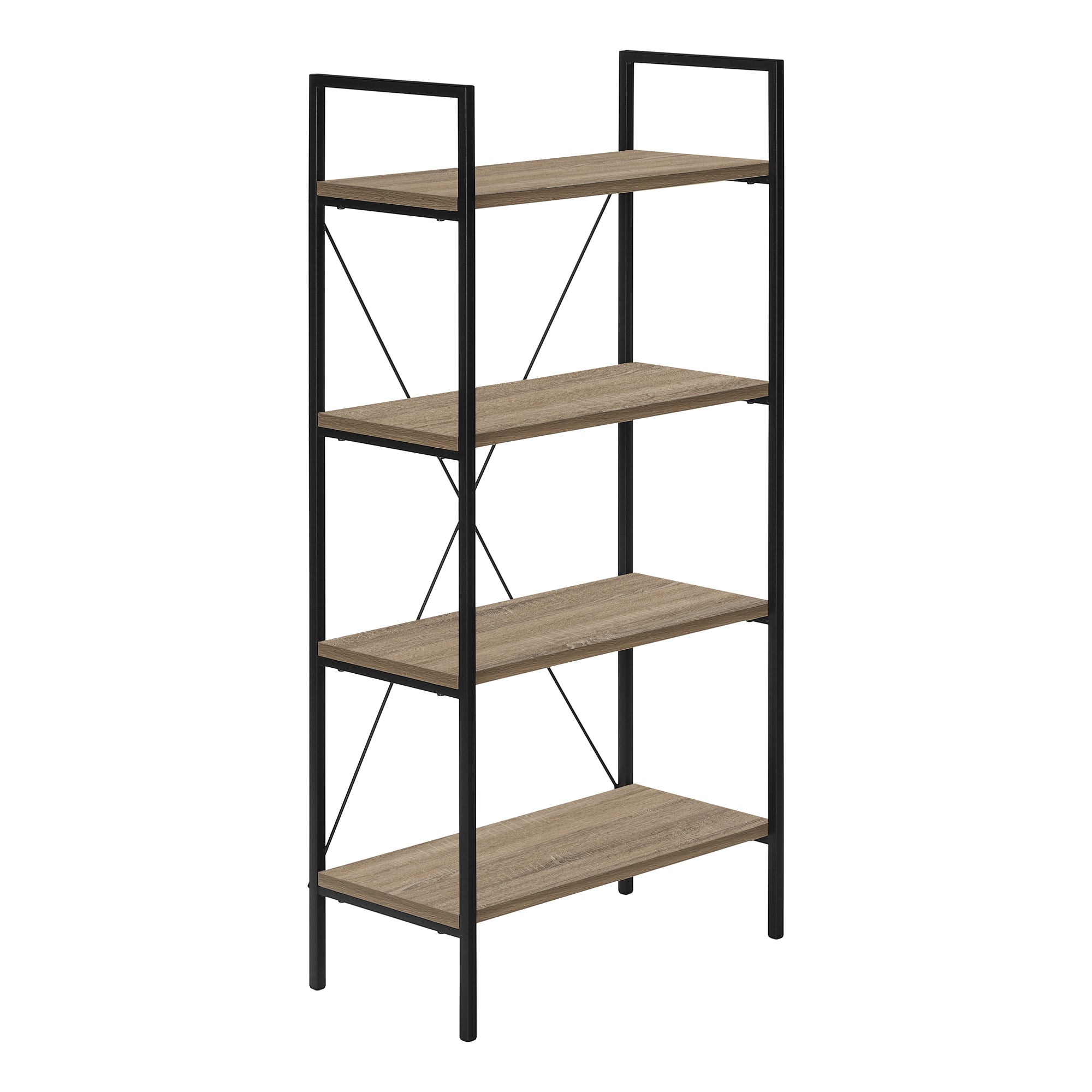 BIBLIOTHÈQUE - 48"H / TAUPE FONCÉ / MÉTAL NOIR