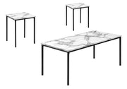 ENSEMBLE DE TABLE - ENSEMBLE 3PCS / MARBRE BLANC / MÉTAL NOIR