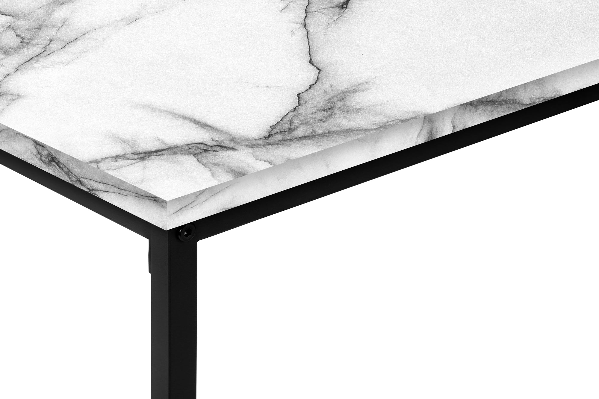 ENSEMBLE DE TABLE - ENSEMBLE 3PCS / MARBRE BLANC / MÉTAL NOIR