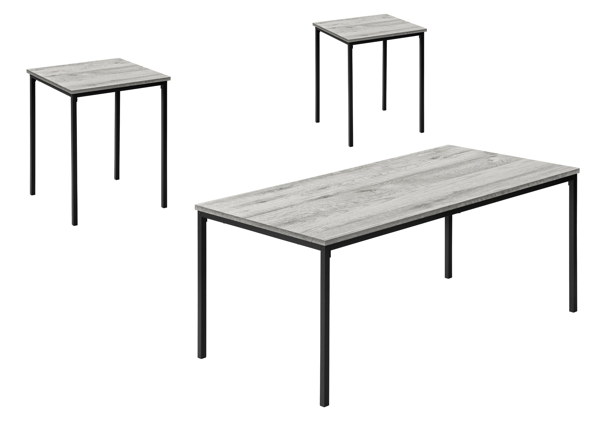 ENSEMBLE DE TABLE - ENSEMBLE 3PCS / GRIS / MÉTAL NOIR