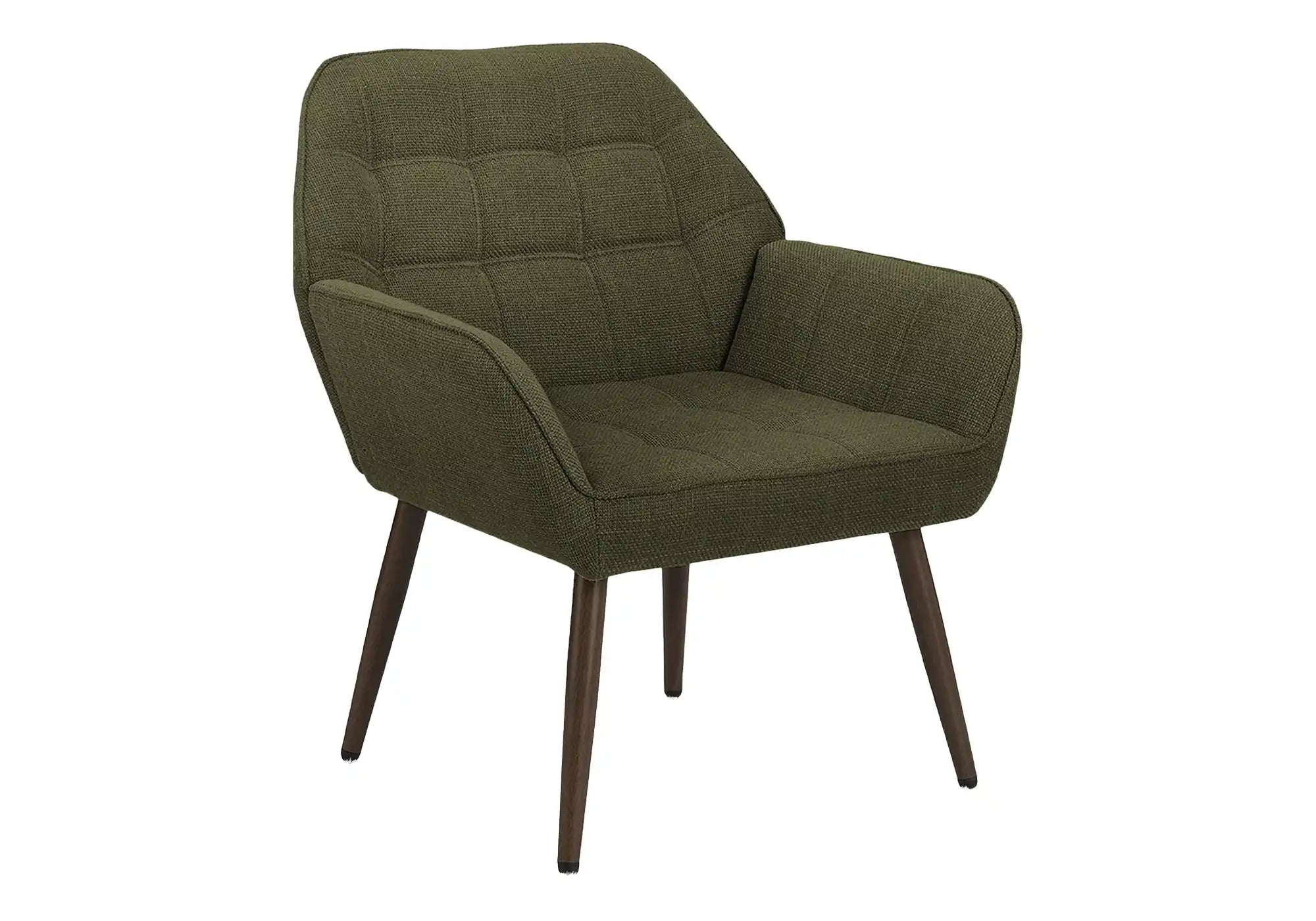 Fauteuil d'Appoint Vert Foncé et Pieds Fini Noyer