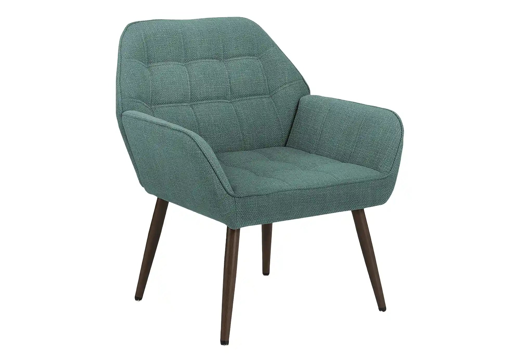 Fauteuil d'Appoint Vert Foncé et Pieds Fini Noyer