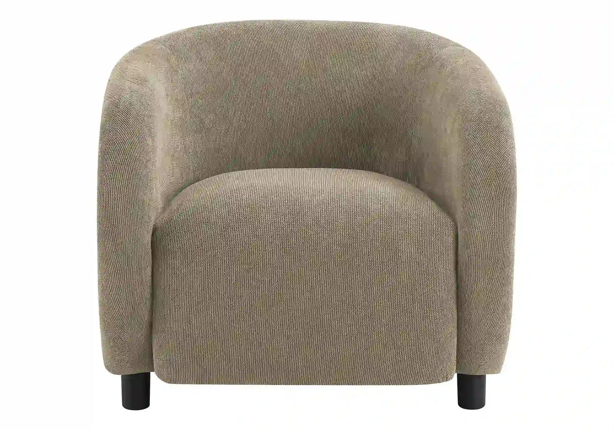 Light Brown Barrel Accent Chair with Black Legs