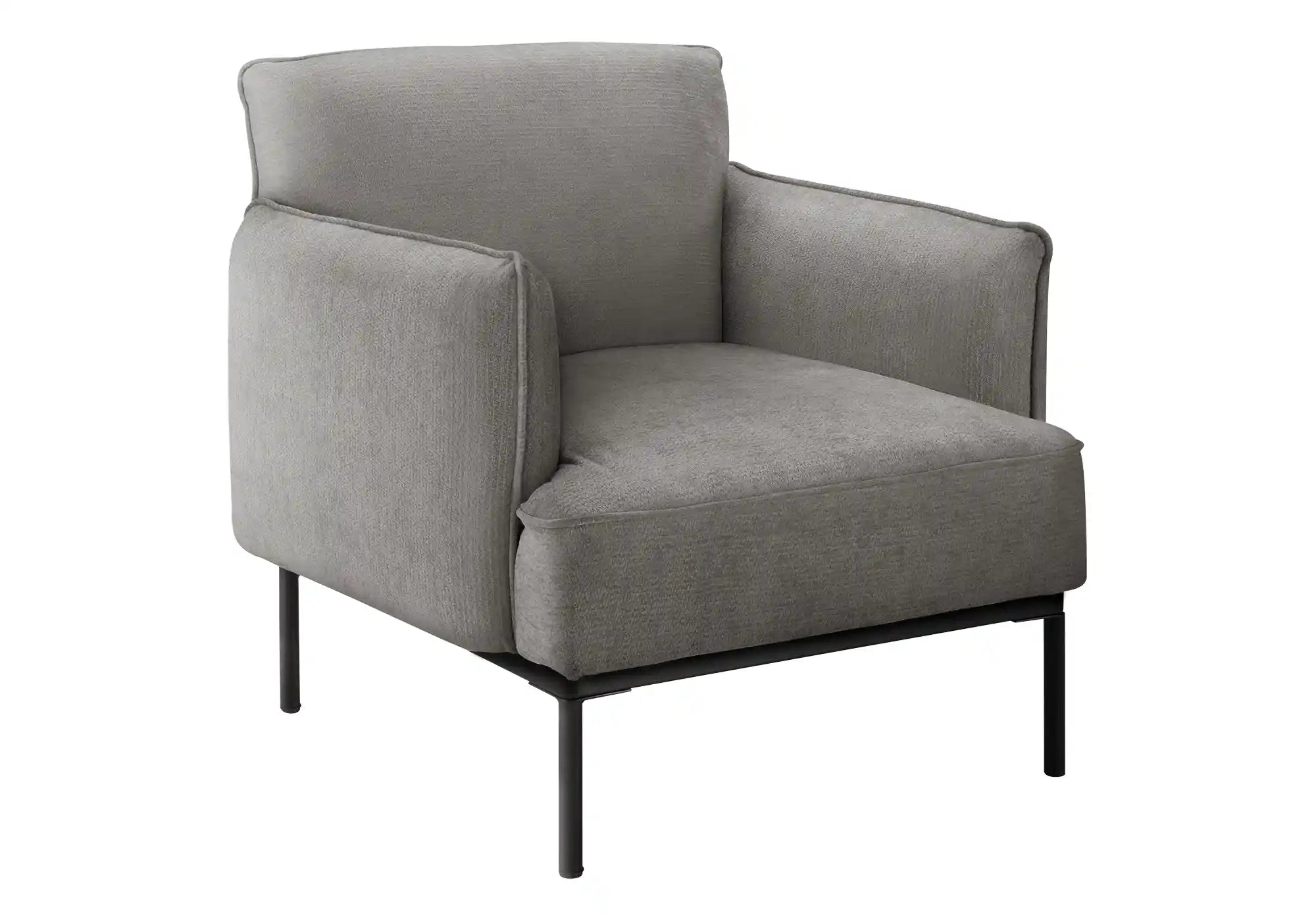 Fauteuil d'Appoint 33 po en Tissu Beige avec Pieds Métal Noir