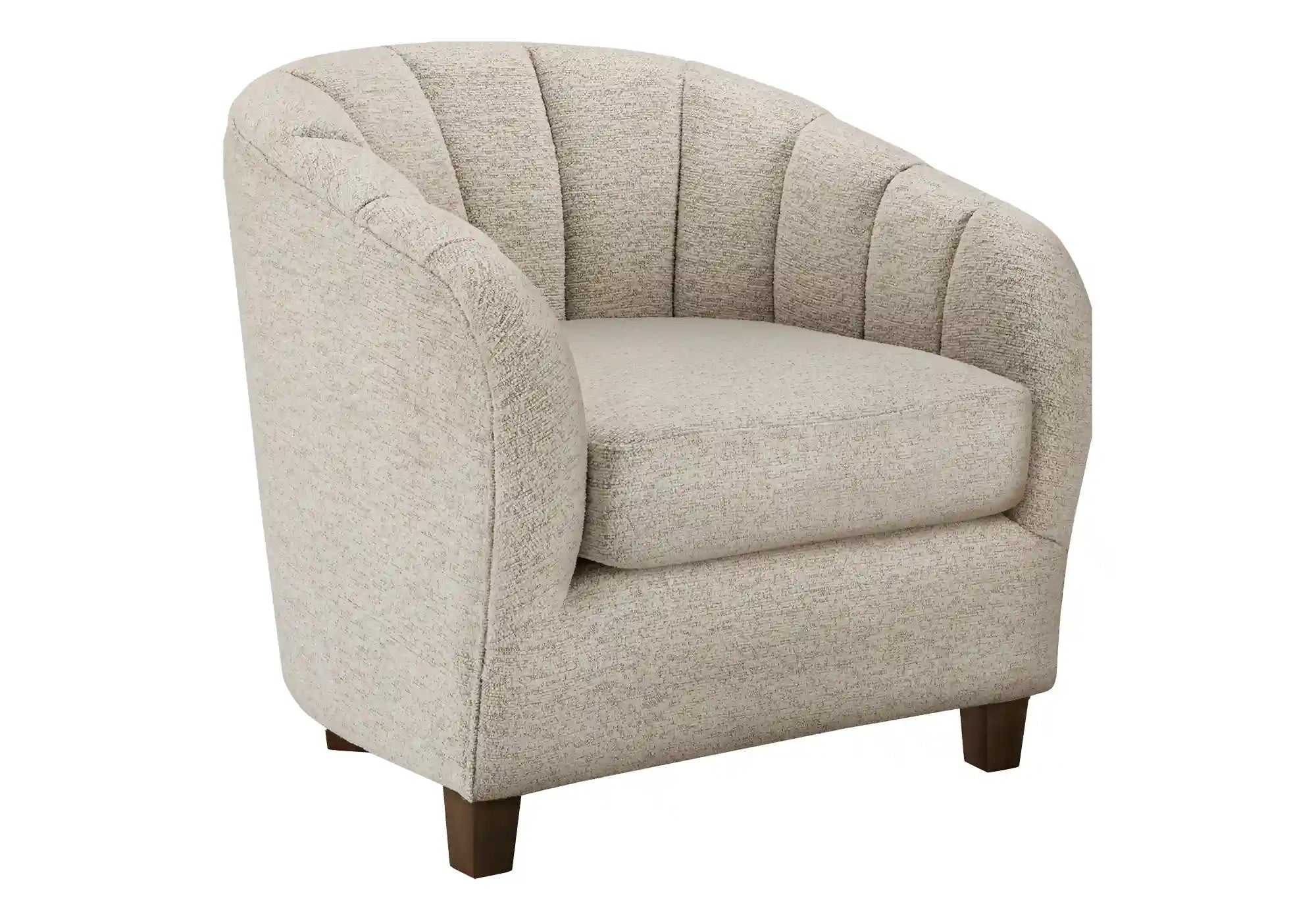 Fauteuil d'Appoint Tonneau Argent en Tissu avec Pieds Noyer