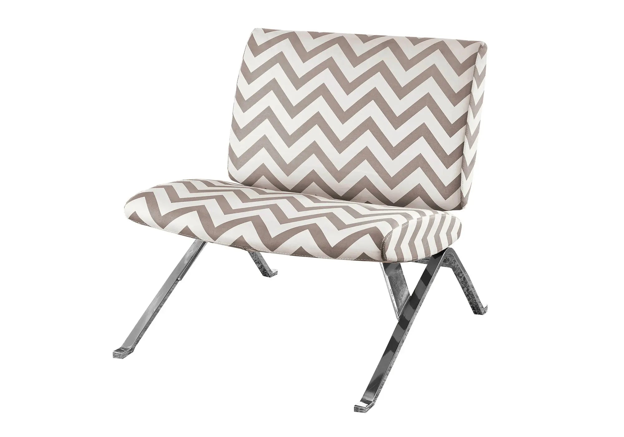 Chaise d'Appoint Motif Chevron Bleu Sarcelle et Pieds Chromés