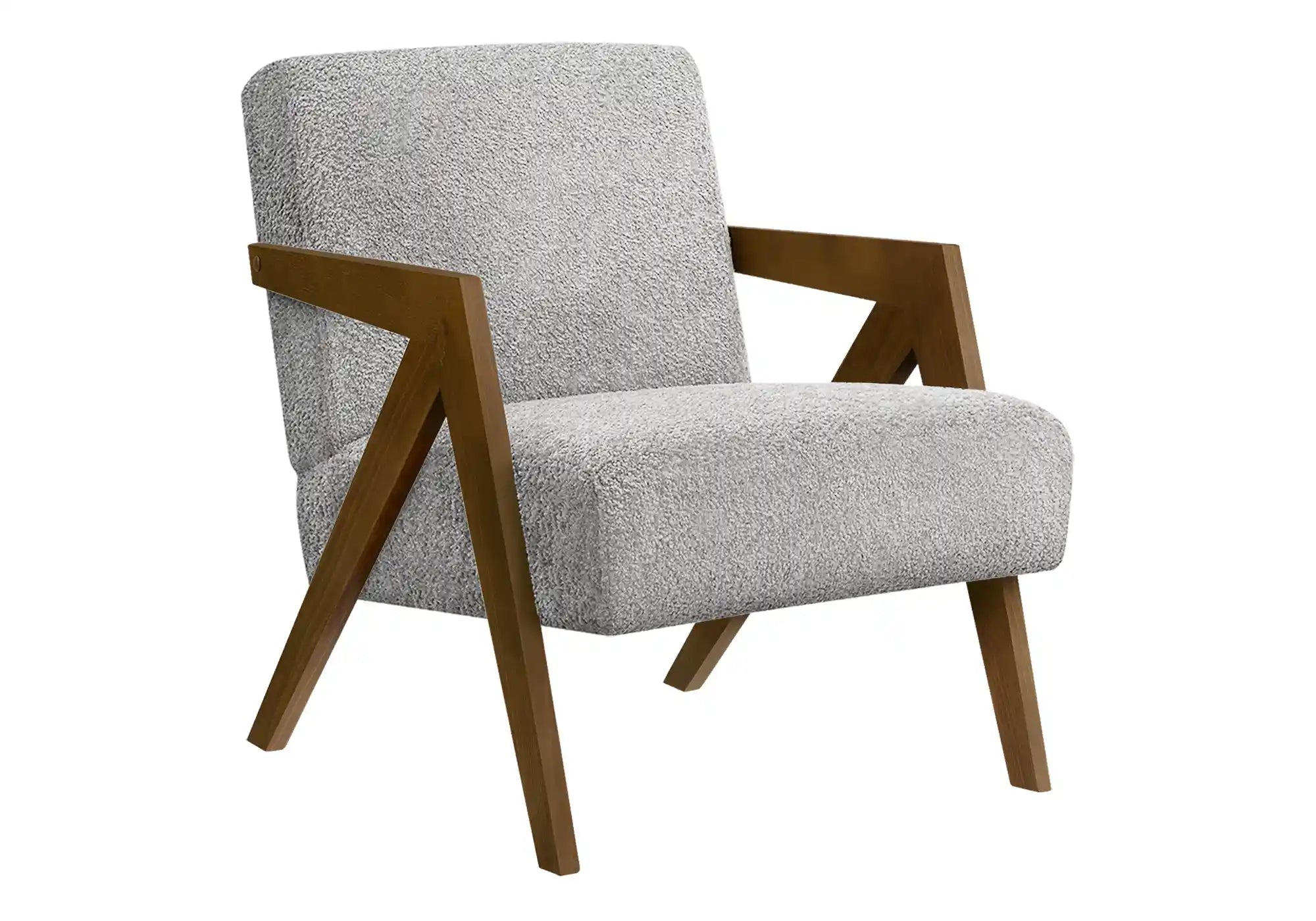 Fauteuil d'Appoint Gris Clair avec Accoudoirs en Bois Noyer