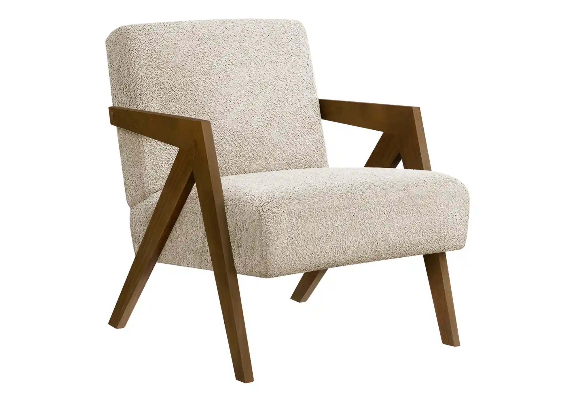 Fauteuil d'Appoint Gris Clair avec Accoudoirs en Bois Noyer