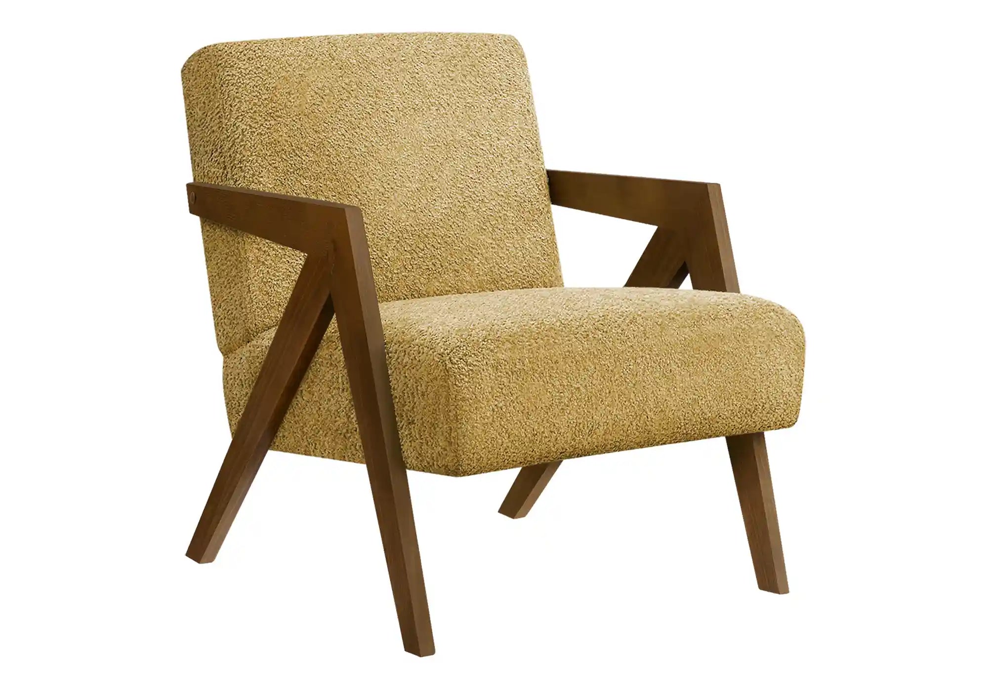 Fauteuil d'Appoint Gris Clair avec Accoudoirs en Bois Noyer