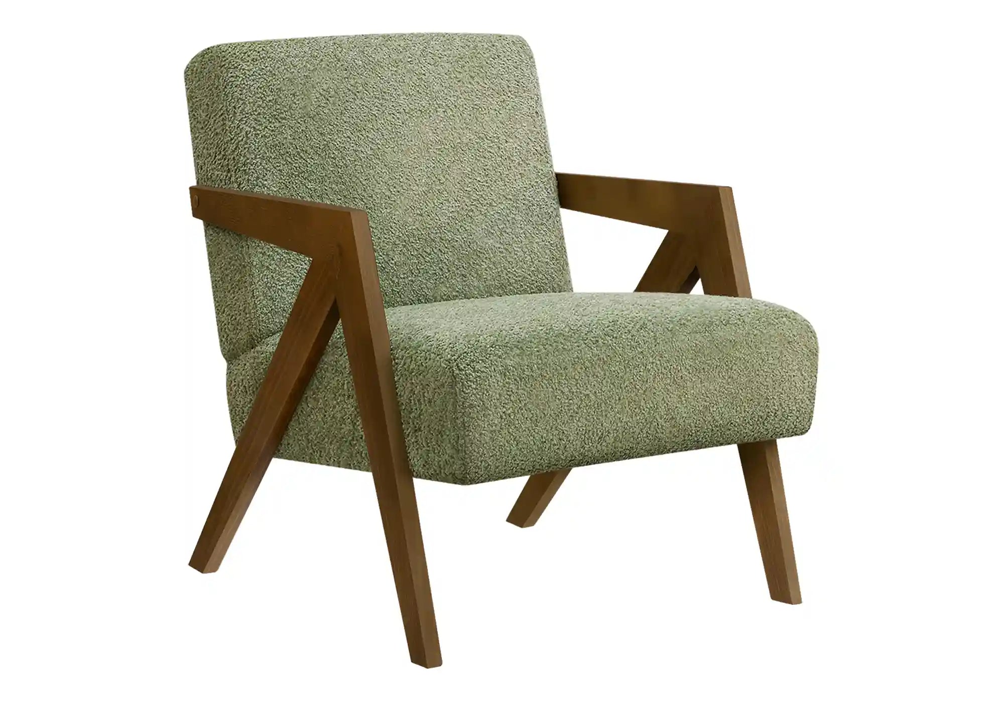Fauteuil d'Appoint Gris Clair avec Accoudoirs en Bois Noyer