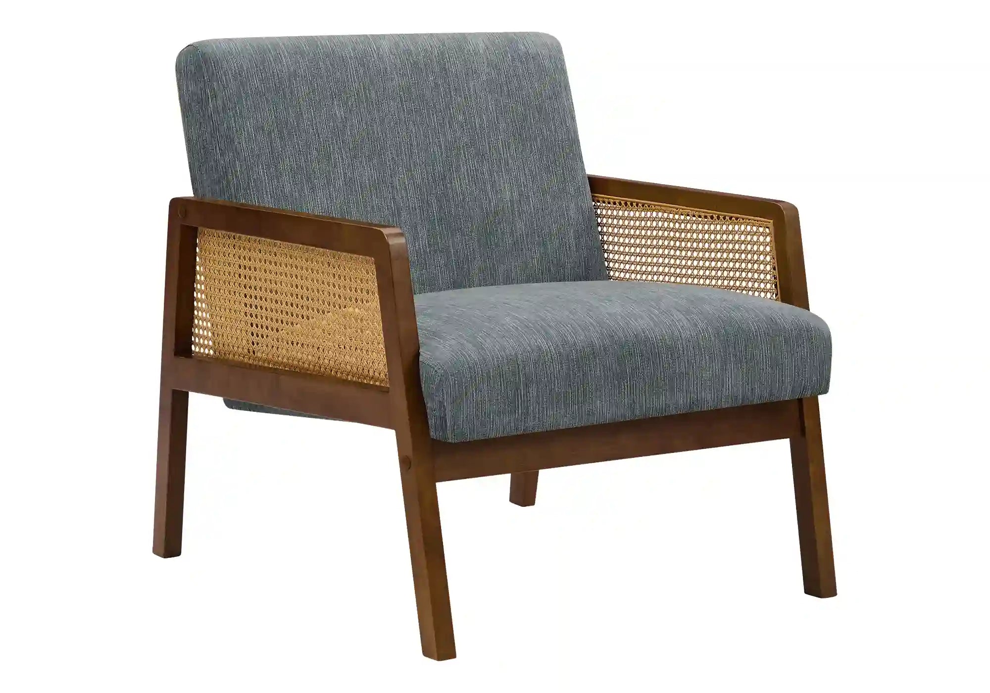 Chaise d'Appoint en Tissu Brun avec Côtés Tissés et Bois Noyer