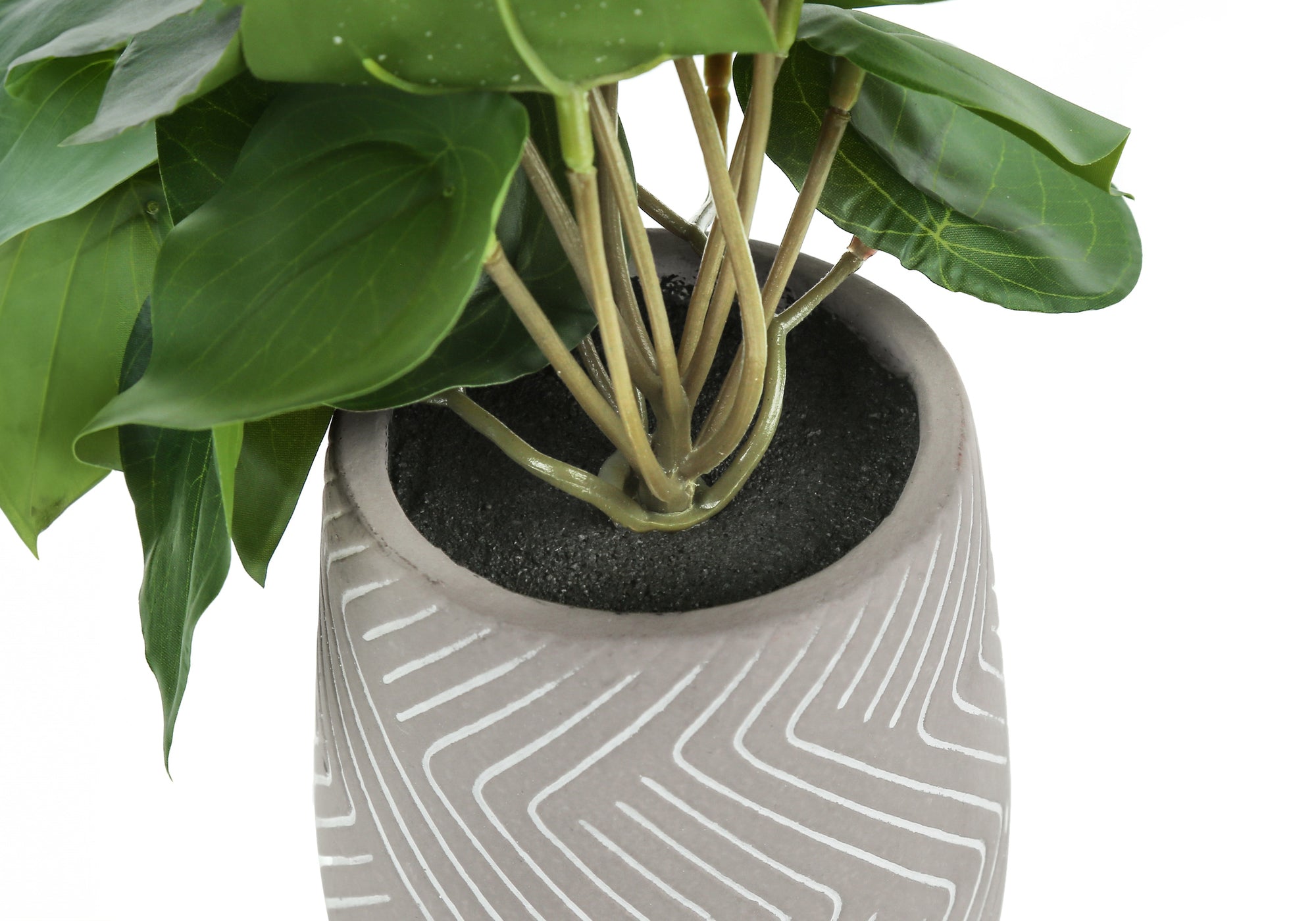 PLANTE ARTIFICIELLE - 2PCS / 8"H ALOCASIA / 5" POT CIMENT