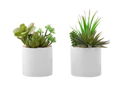 PLANTE ARTIFICIELLE - 2PCS / 7"H SUCCULENTE EN 3" POT EN CÉRAMIQUE