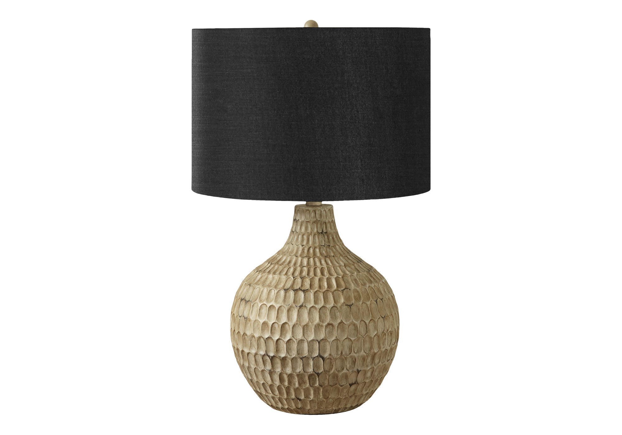ÉCLAIRAGE - LAMPE DE TABLE 25"H RÉSINE BRUN / ABAT-JOUR NOIR