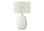 ÉCLAIRAGE - LAMPE DE TABLE 26"H RÉSINE CRÈME / ABAT-JOUR IVOIRE