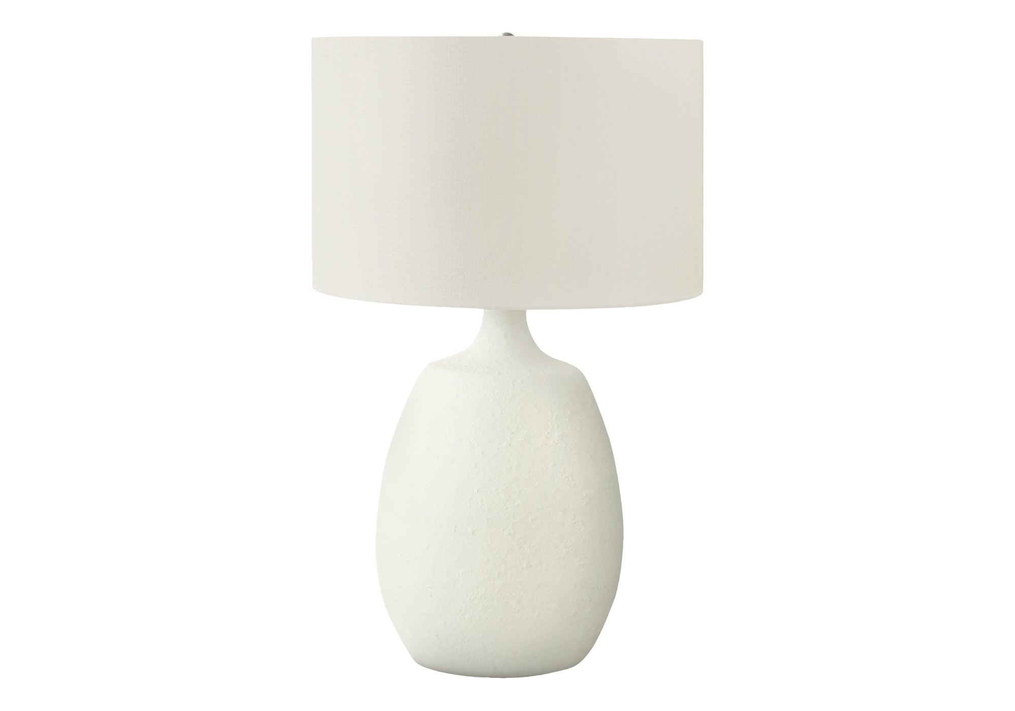 ÉCLAIRAGE - LAMPE DE TABLE 26"H RÉSINE CRÈME / ABAT-JOUR IVOIRE