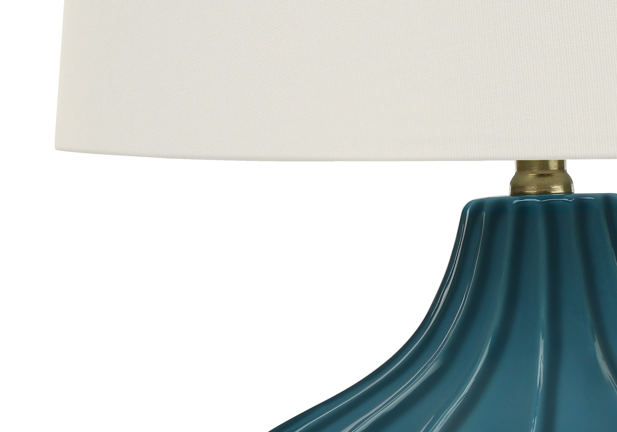 ÉCLAIRAGE - LAMPE DE TABLE 24"H CÉRAMIQUE BLEUE / ABAT-JOUR IVOIRE