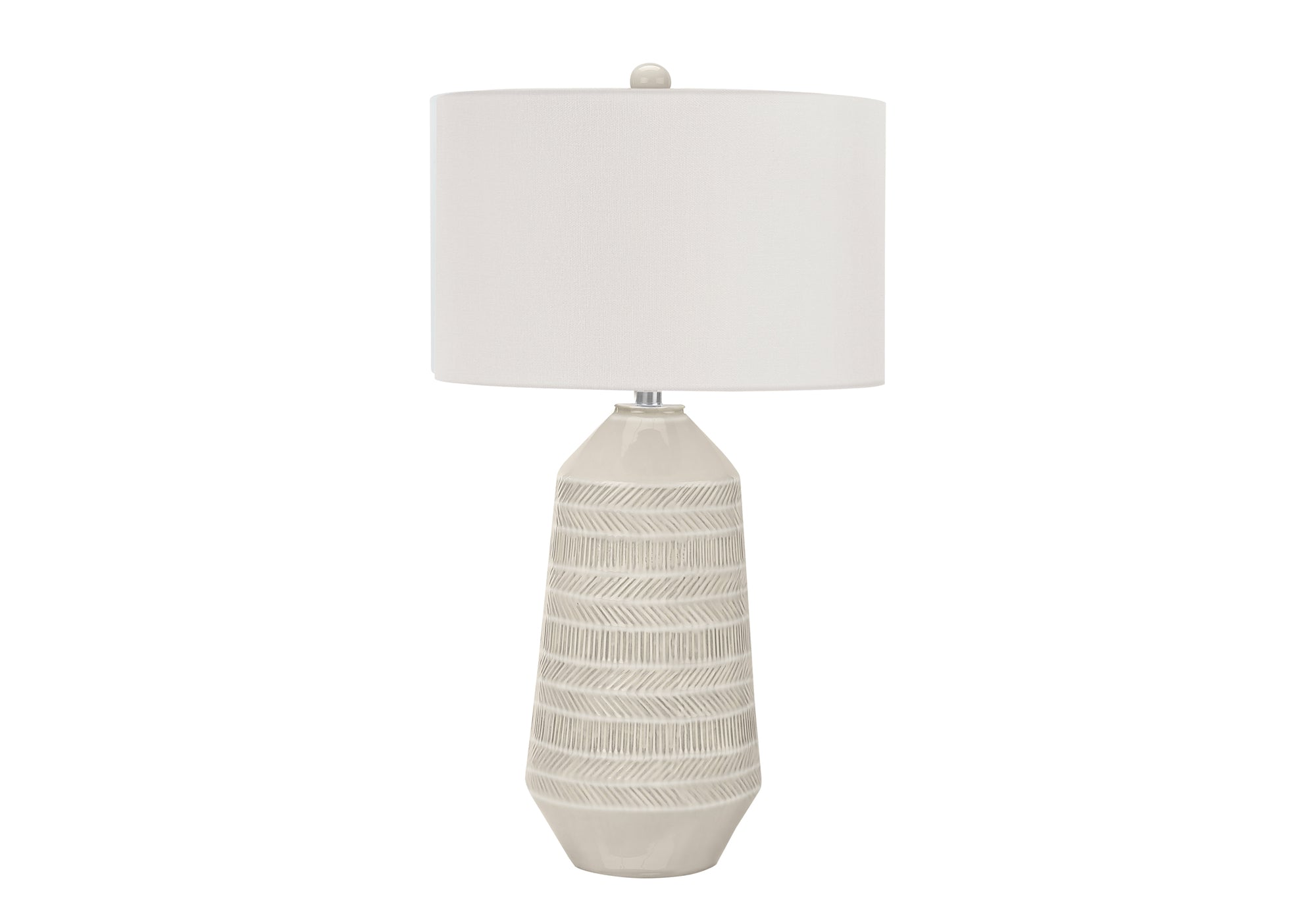 ÉCLAIRAGE - LAMPE DE TABLE 33"H CÉRAMIQUE CRÈME / ABAT-JOUR IVOIRE