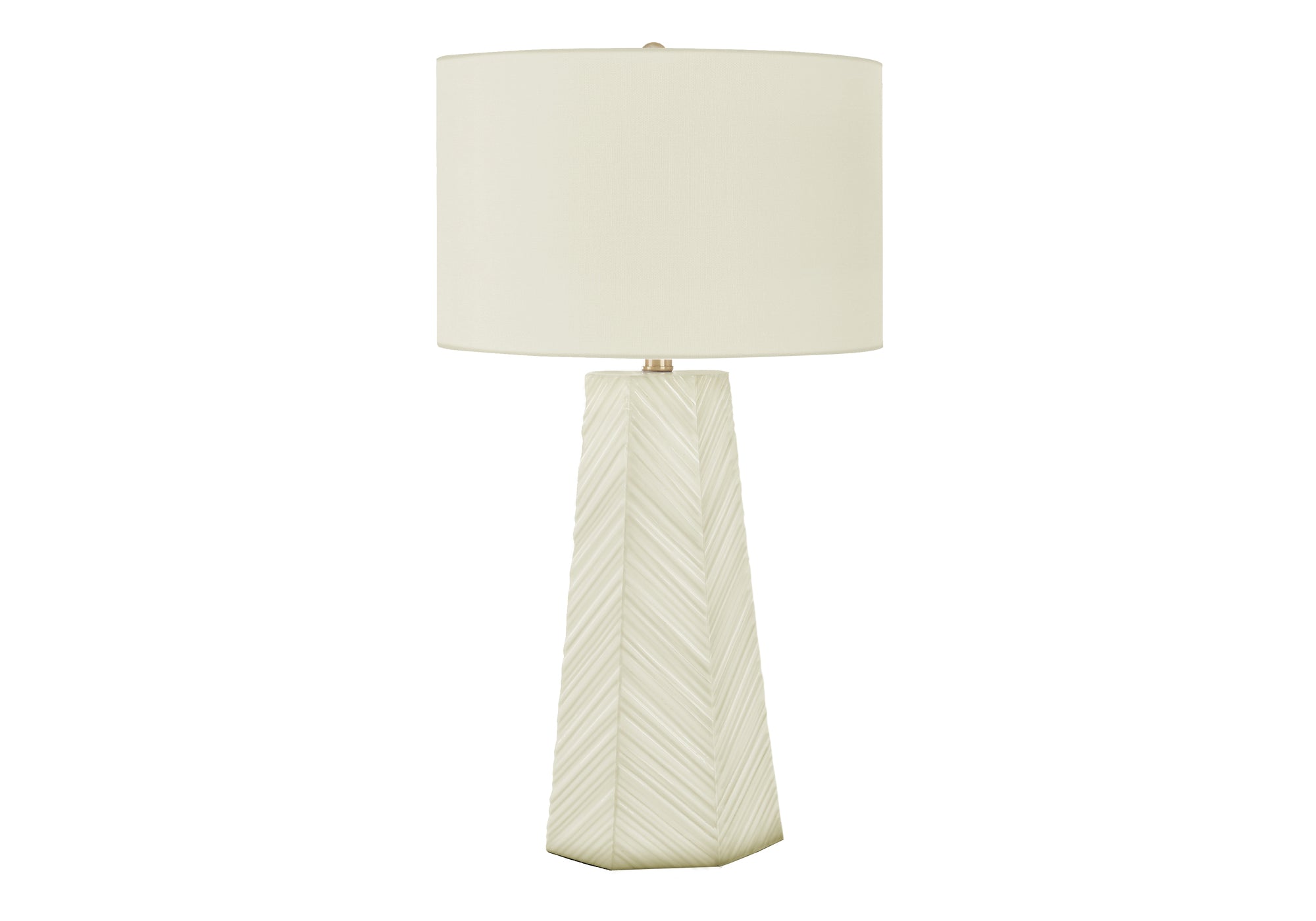 ÉCLAIRAGE - LAMPE DE TABLE 29" H CÉRAMIQUE BLANCHE / ABAT-JOUR IVOIRE